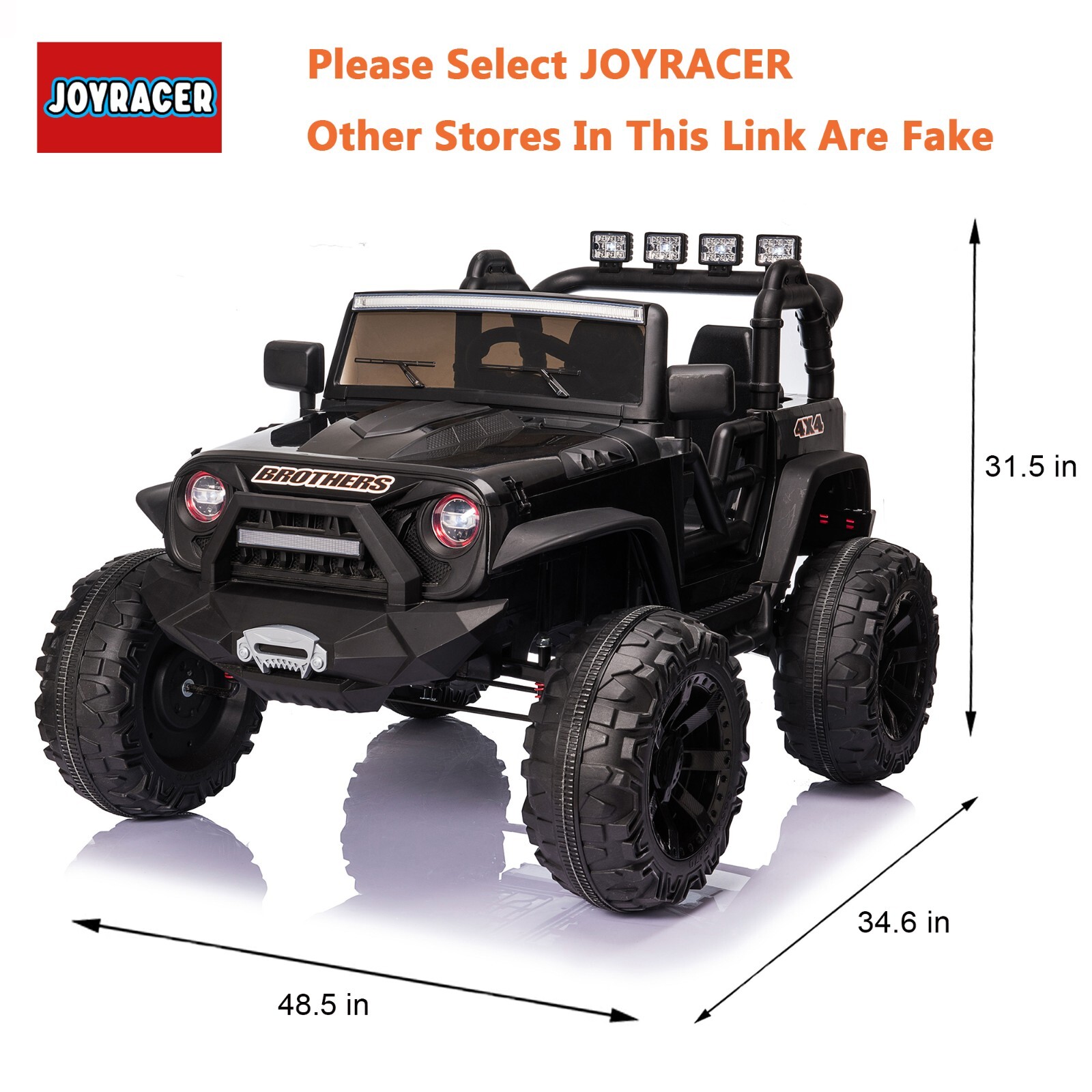 Joyracer 4×4 24V Kids Ride on Car Truck w/ 2 Seater Remote Control, 4*200W Motor
