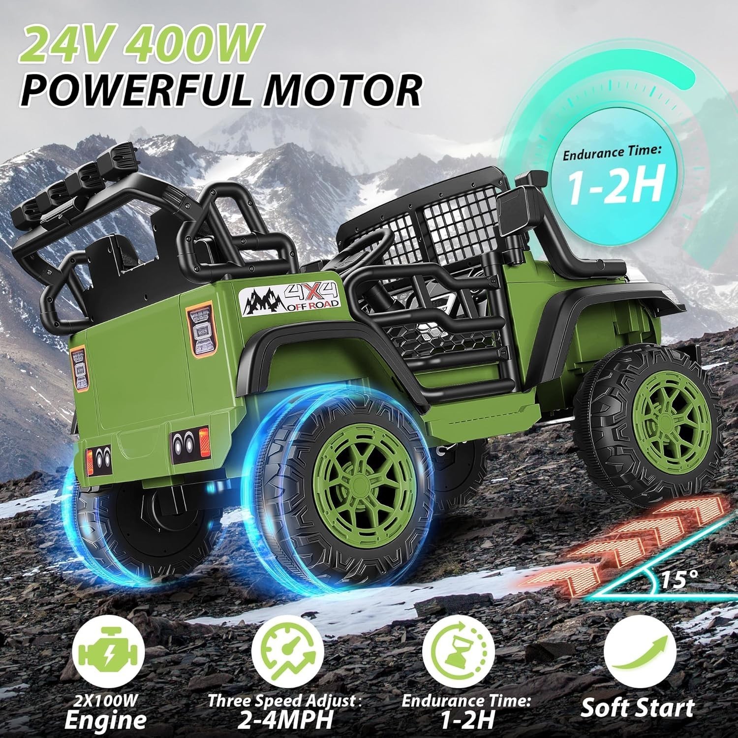 24V Ride on Car for Kids Electric SUV w/Remote Control 2x200W Motors Gift fo Kid