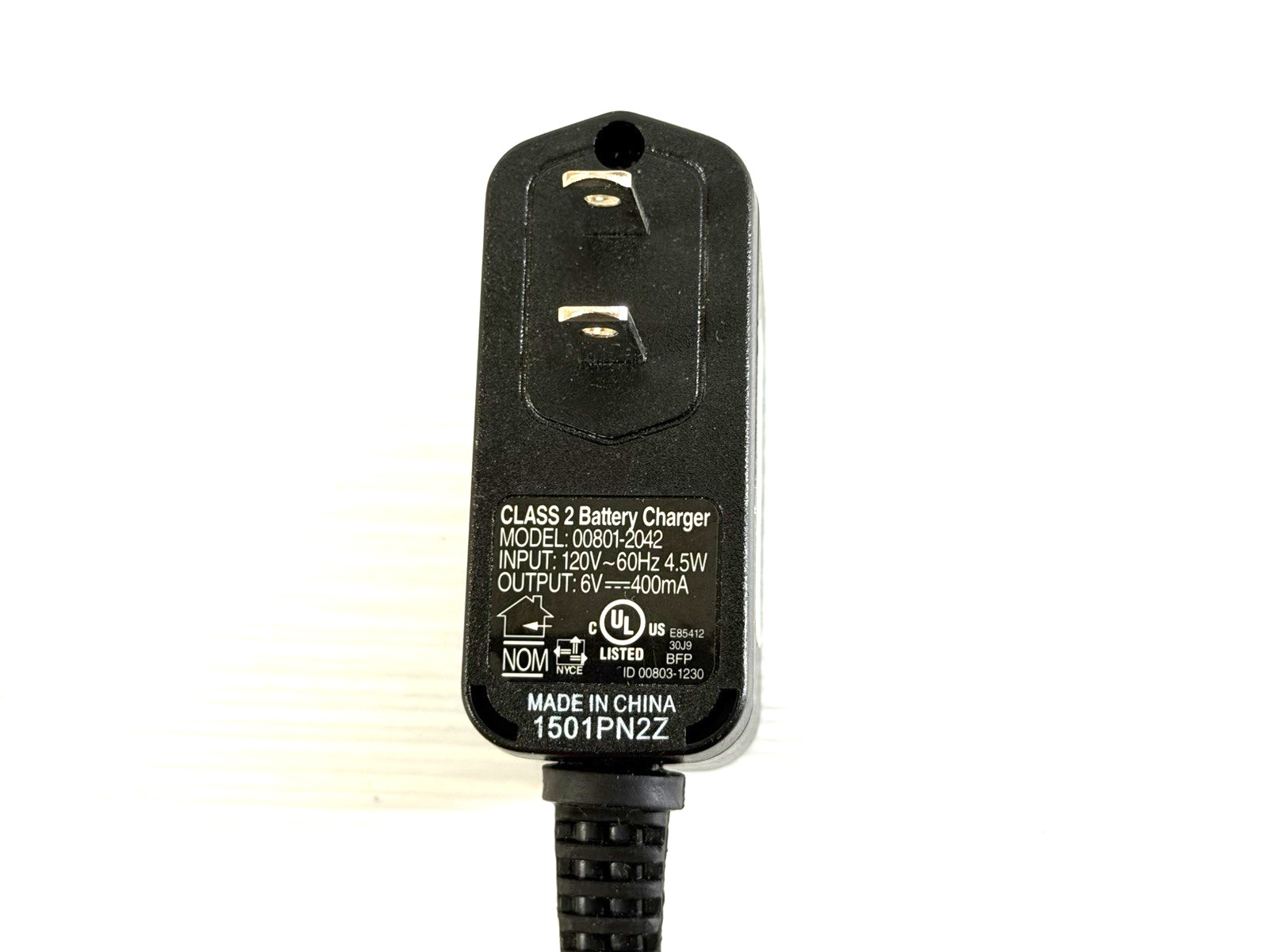Genuine OEM Fisher Price Power Wheels 00801-2042 Class 2 Battery Charger Cable