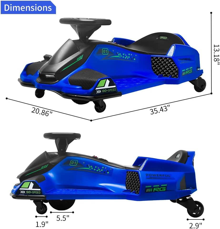 🔥GRAVEE 24V Kids Drift Go Kart Electric 7.5MPH Variable Speed Pedal Car 6-12Y