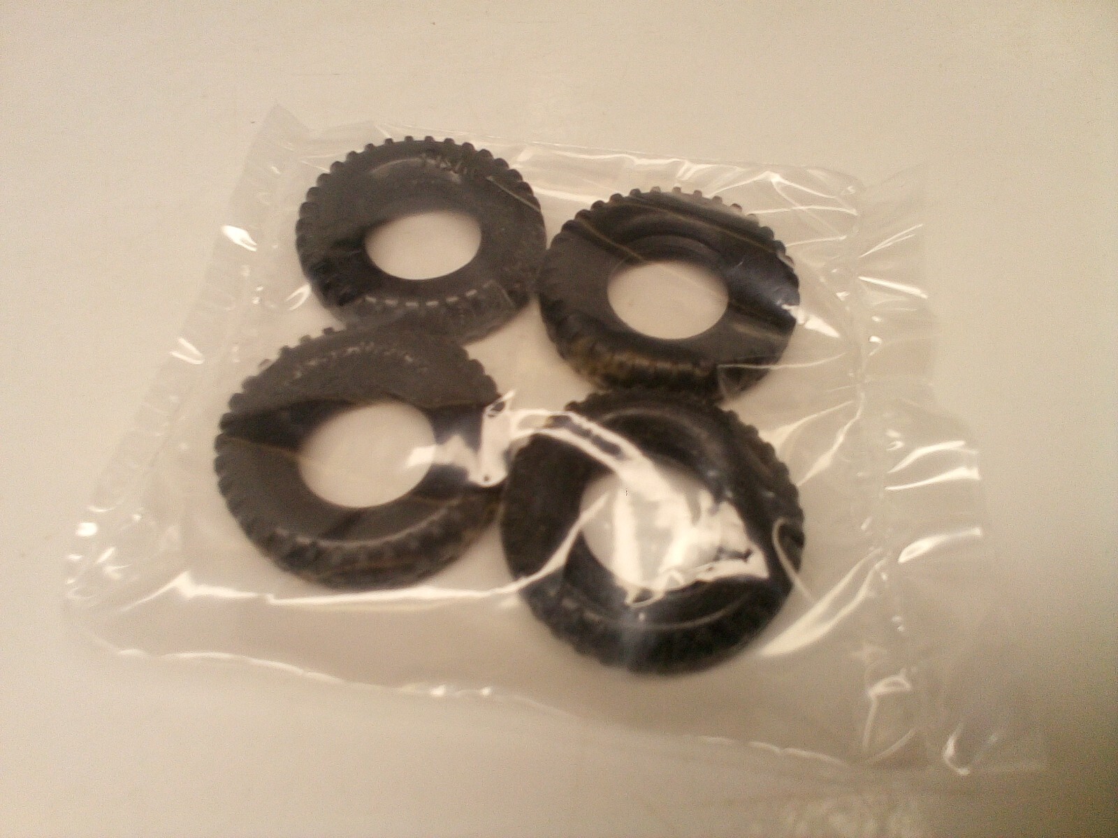 Four Vintage Fisher Price Construx Rubber Tires Replacement Parts 1.75 inch