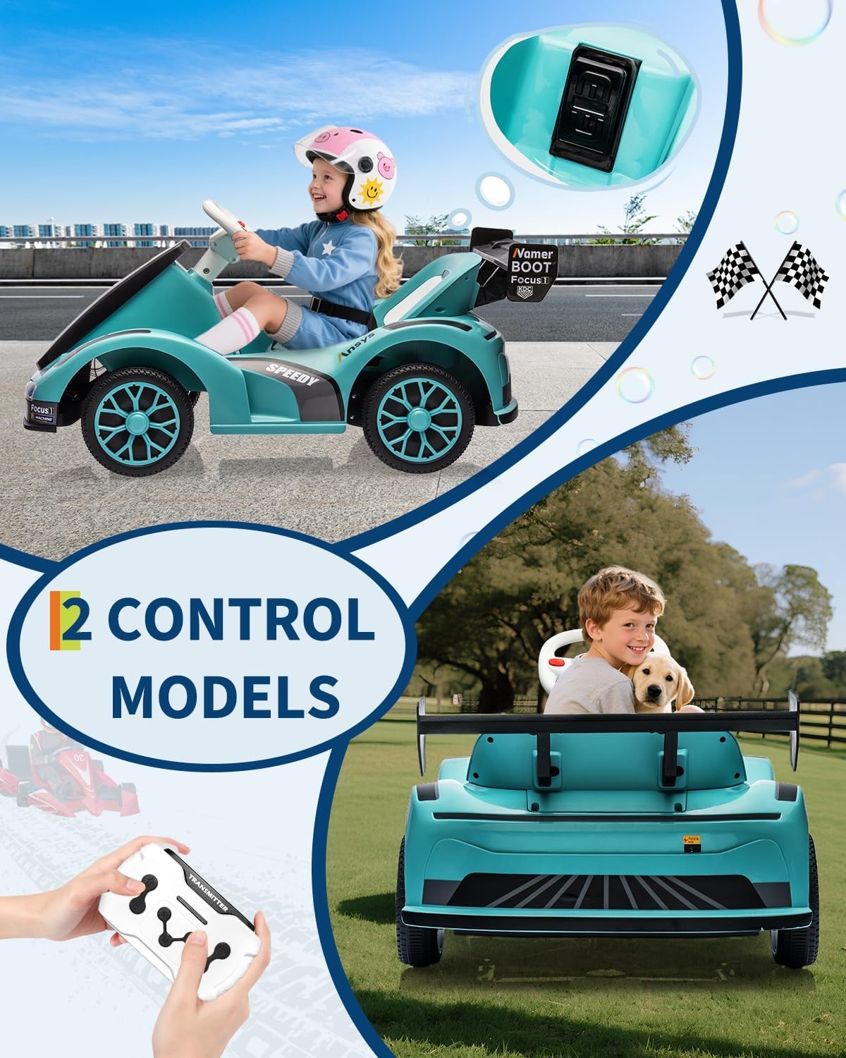 6v Electric Racer Go Kart for Kids with 2.4g Remote Control Ride on Toy for Kids