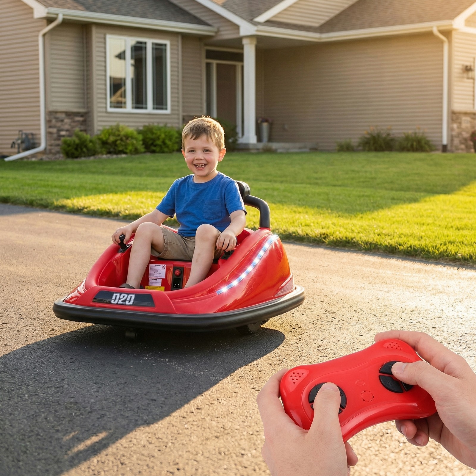 Super Collision 360° Rotating Bumper Car 12V Electric Ride-On Toy Car W/ Remote