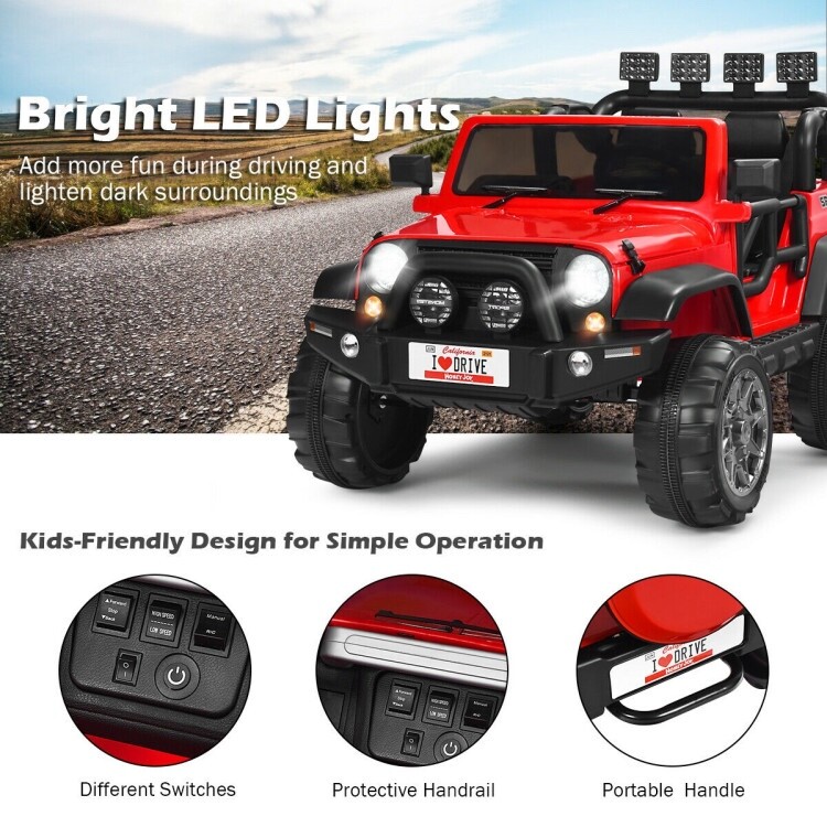 12V 2-Seater Ride on Car Truck with Remote Control and Storage Room