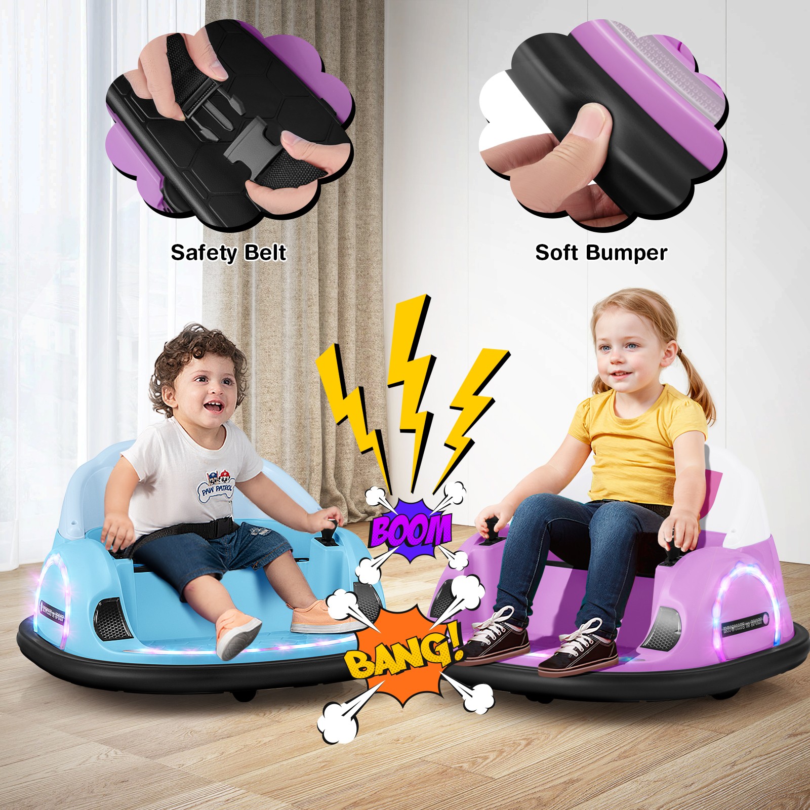 12V Electric 360° Spin Car Toy Ride on Bumper Car for Toddlers w/ Remote Control