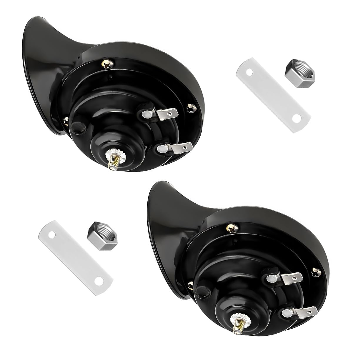 2 Pcs Super Loud Car Horns 12V Waterproof Car Electric Snail Air Horns