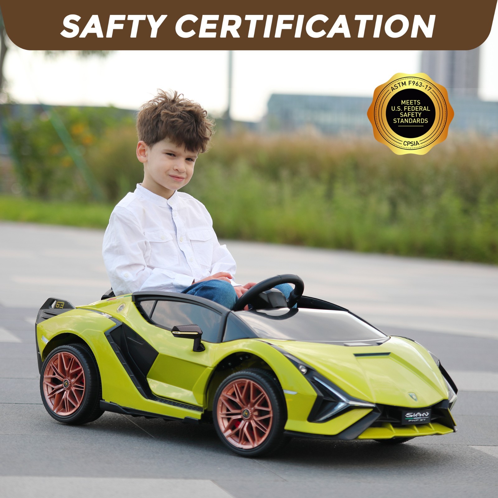 TOBBI 12V Lamborghini SIAN Kids Electric Ride On Car Toy w/ Remote Control