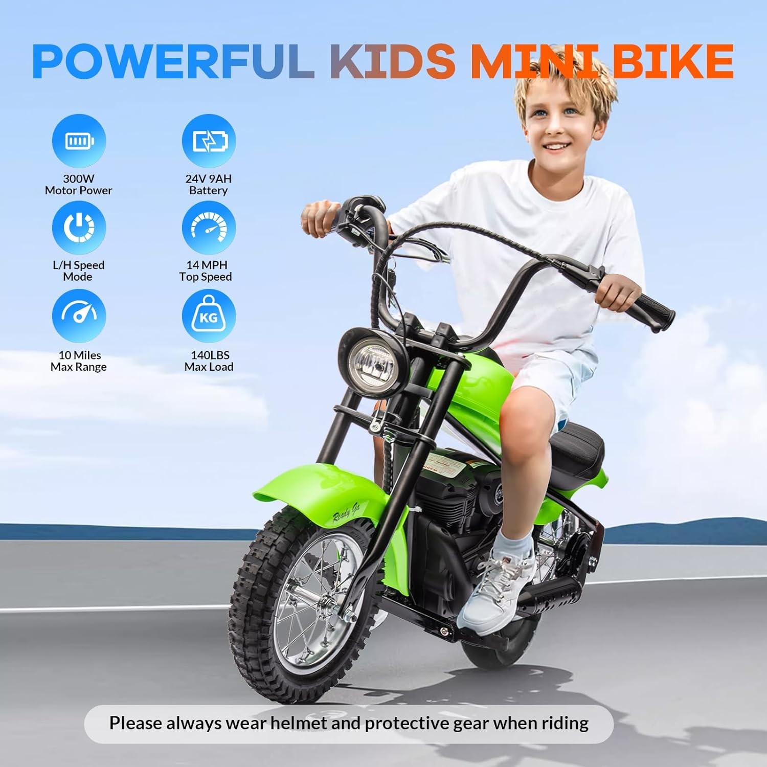 Ride on Electric Motorcycle for Kids 24V 250W Electric Dirt Bike with LED Light