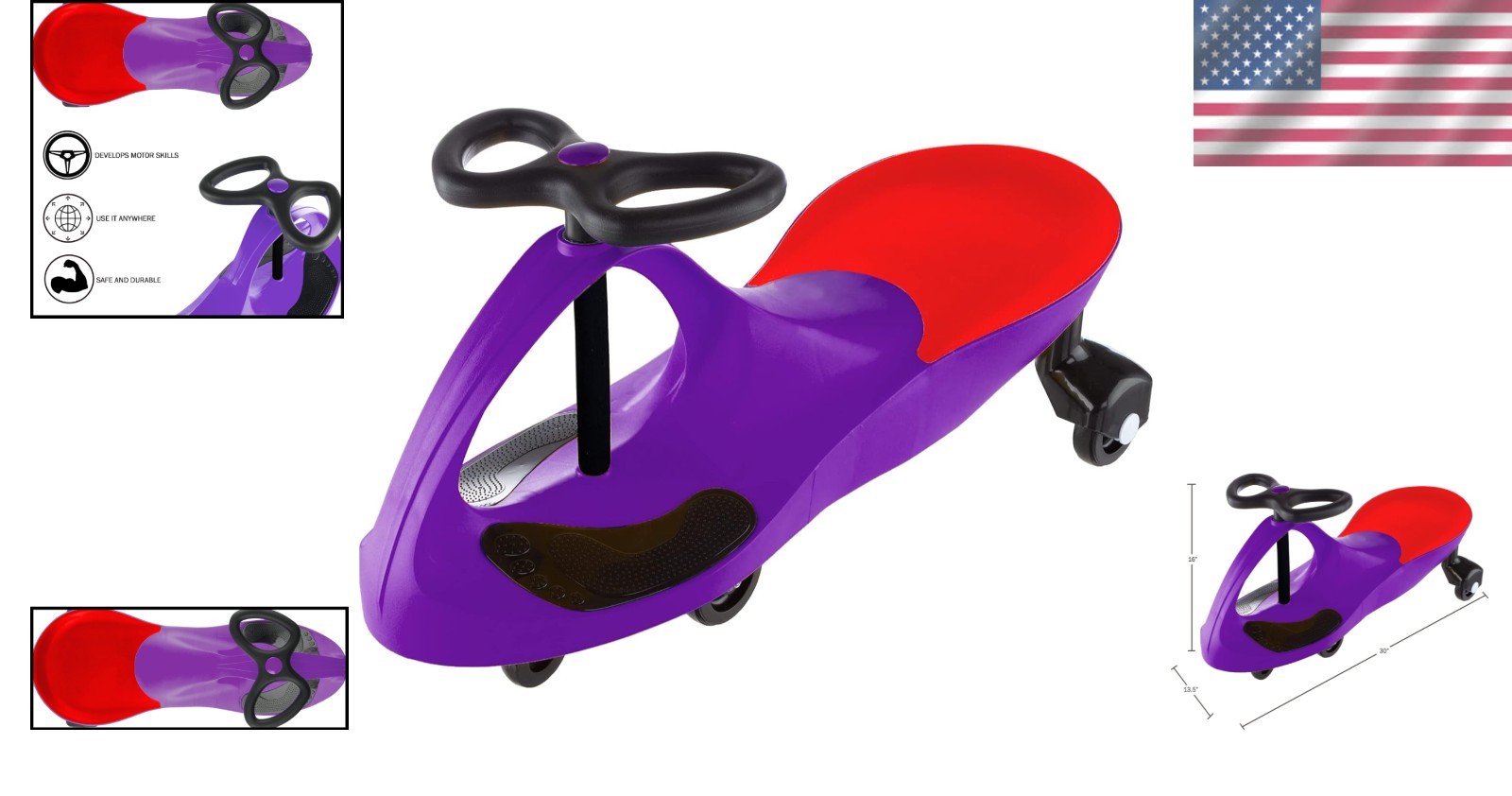 Purple Wiggle Car Ride On Toy by Lil’ Rider – No Batteries