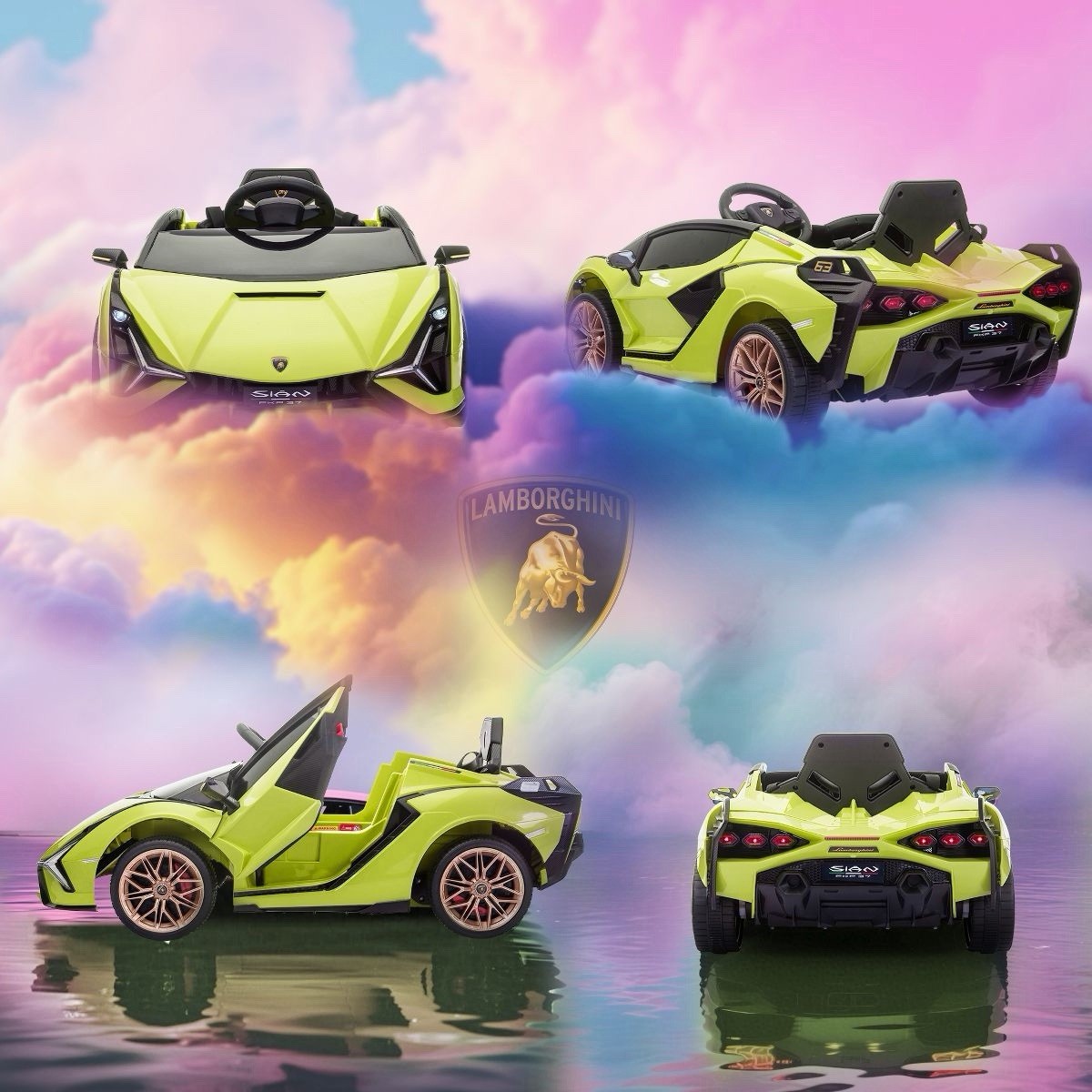 Aosom Lamborghini SIAN 12V Kids Electric Ride On Car Toy w/ Remote Control Green