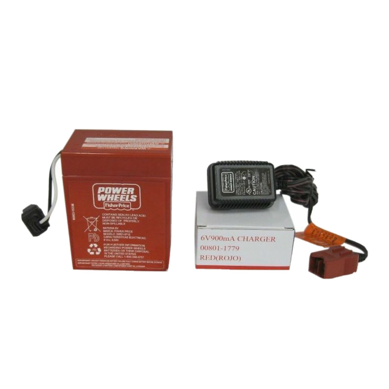 Power Wheels 00801-0712 Red Battery And Charger Combo 6V Fisher Price Genuine