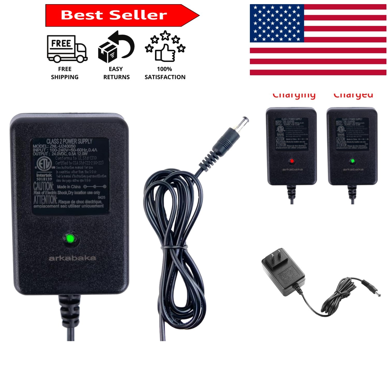 Efficient 24V Battery Charger for Ride-On Vehicles – LED Charging Indicators