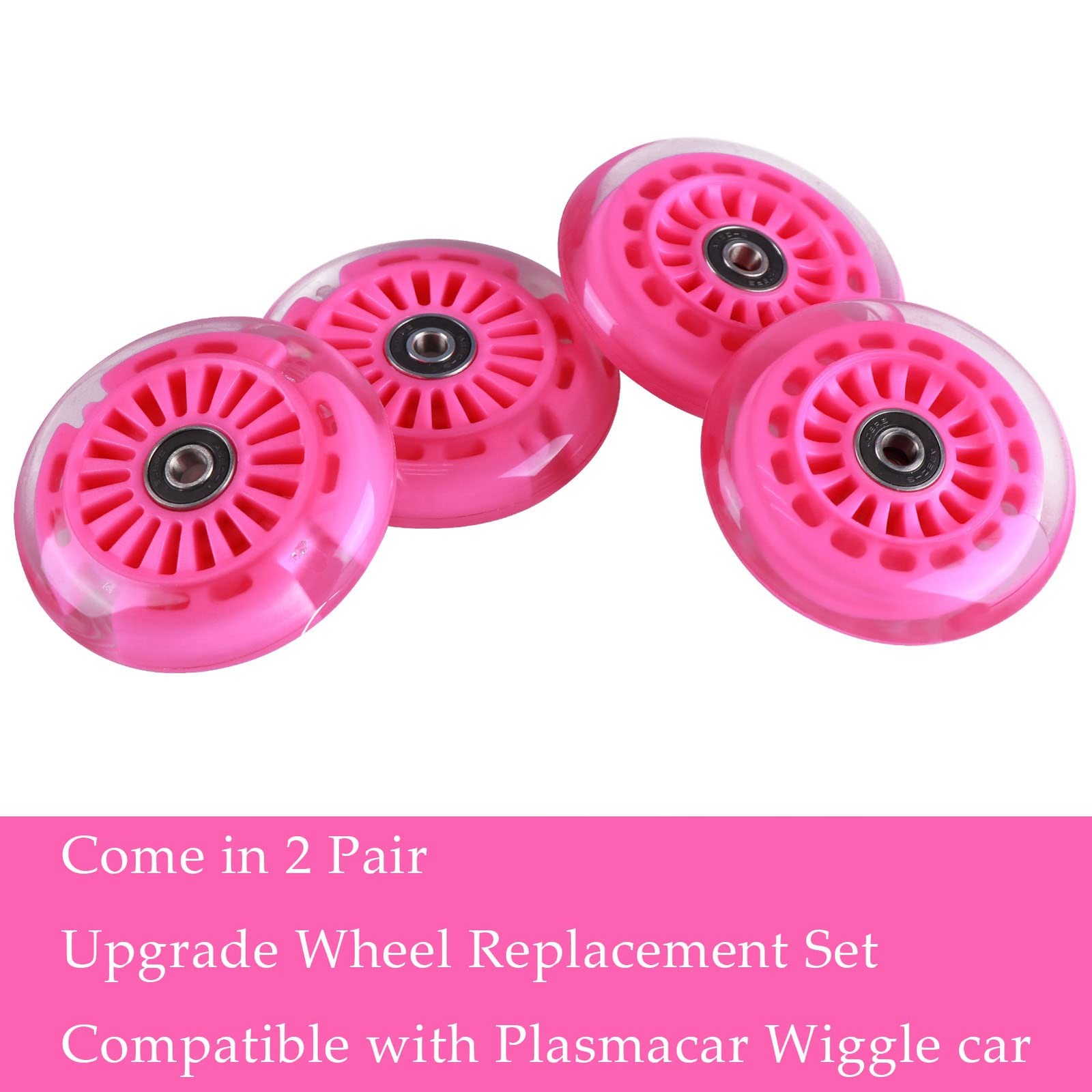 Wiggle Car Polyurethane Wheels Set (Front,2P Light Up), Swing Car Tires Pack …