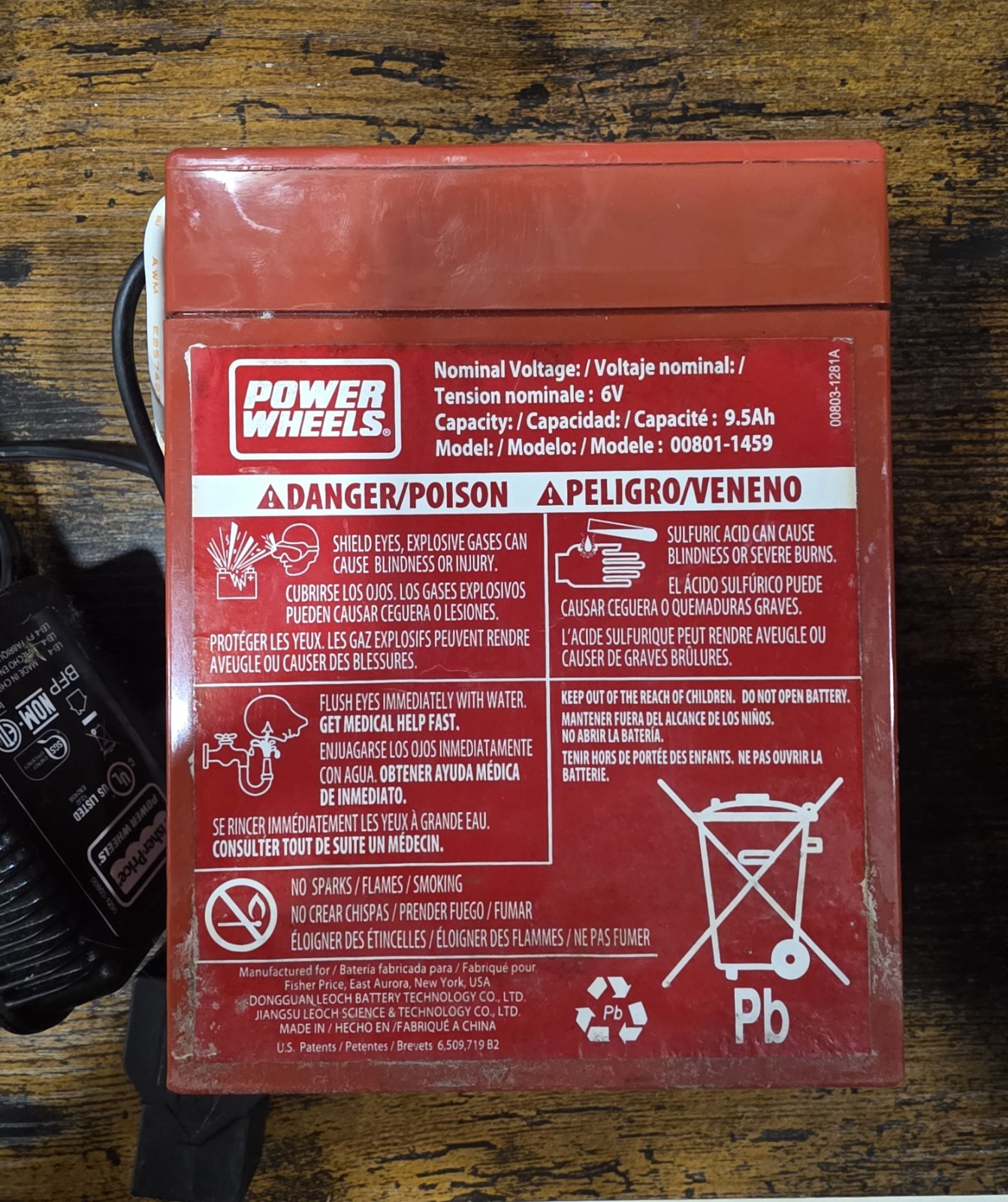 Power Wheels by Fisher-Price 6V 9.5Ah Rechargeable Battery With Charger