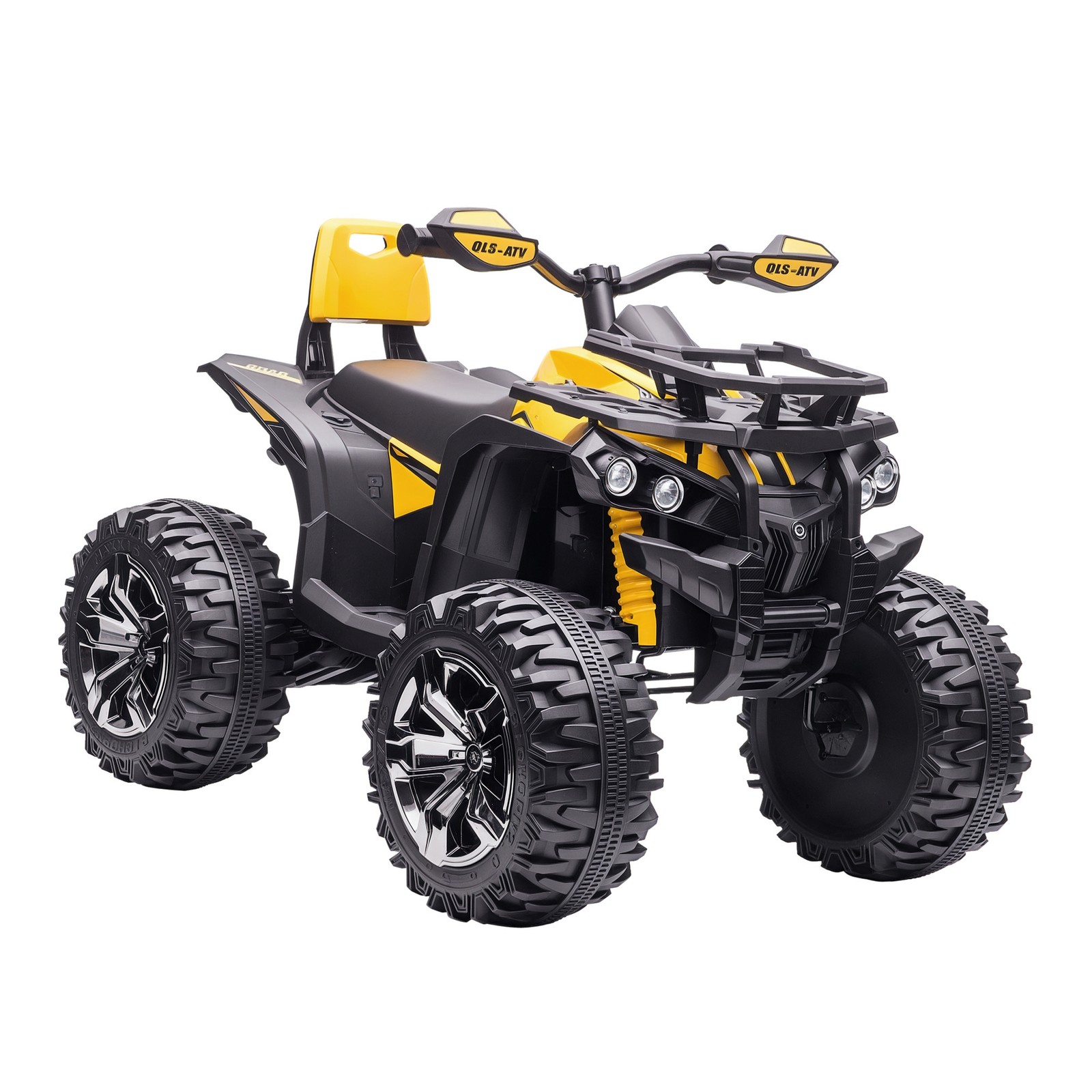 12V Kids ATV Quad Car Toy with Music & Headlights, Yellow