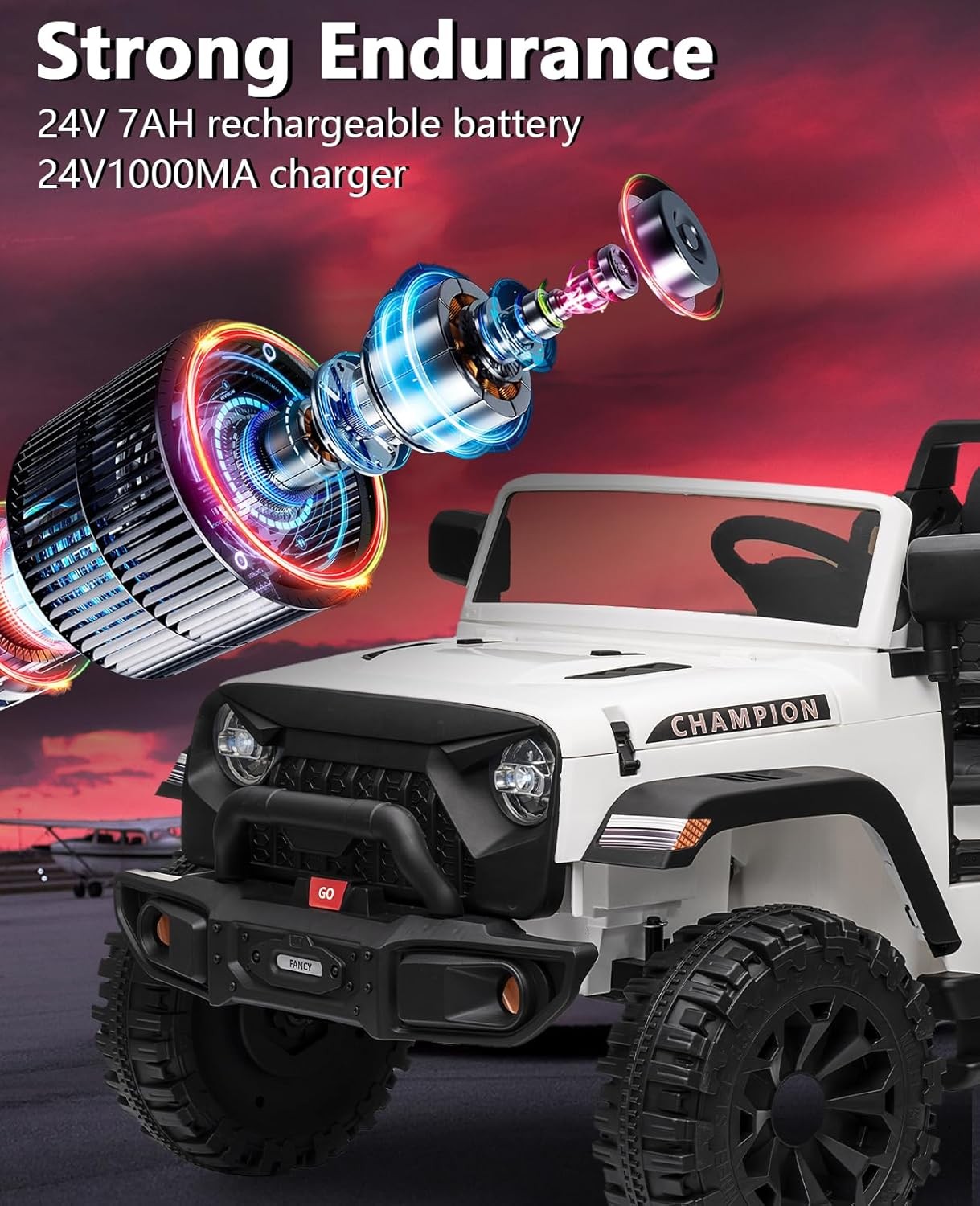 24V 2-Seater Ride-On Truck for Kids, 24V/7AH Dual Motors, Remote Control, MP3