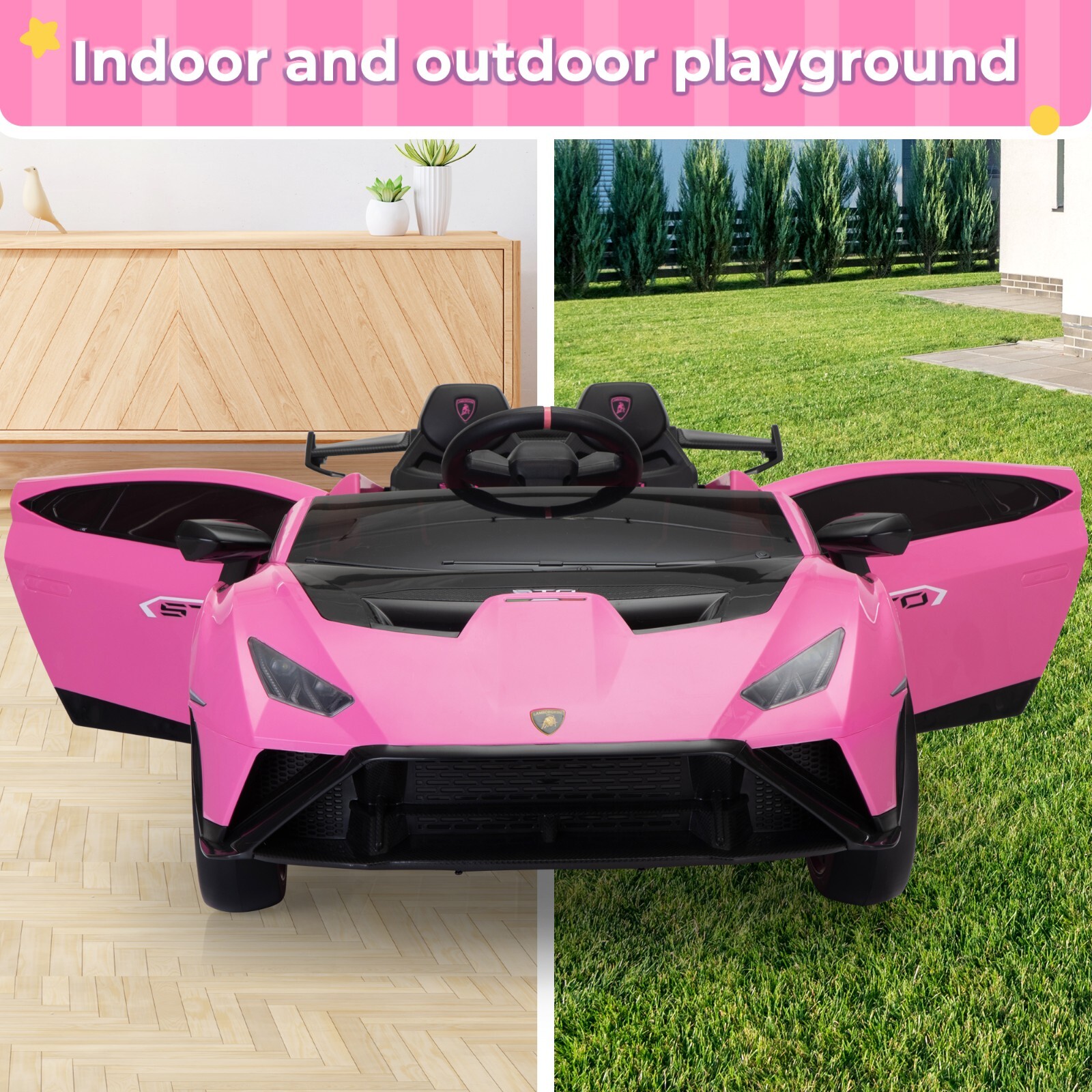 24V Electric Kids Ride on Powered Car Licensed Lamborghini STO w/ Remote Control