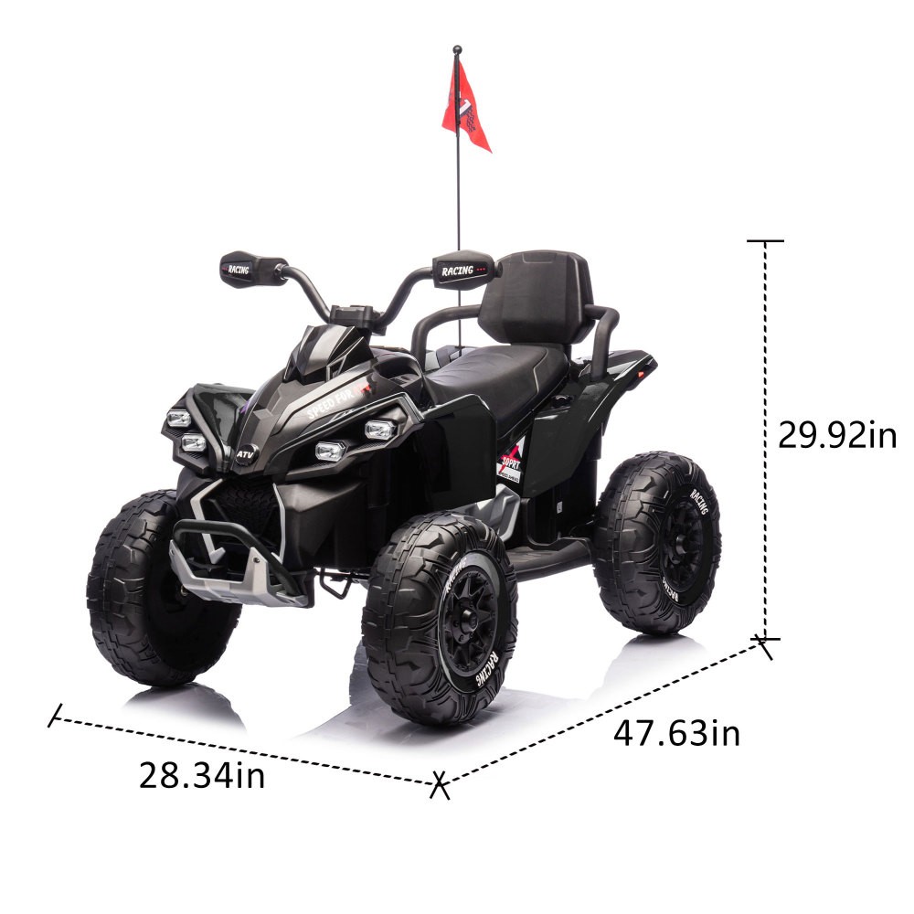 24V Kids Electric ATV with Parent Control Bluetooth Music Lights for Ages 3-12