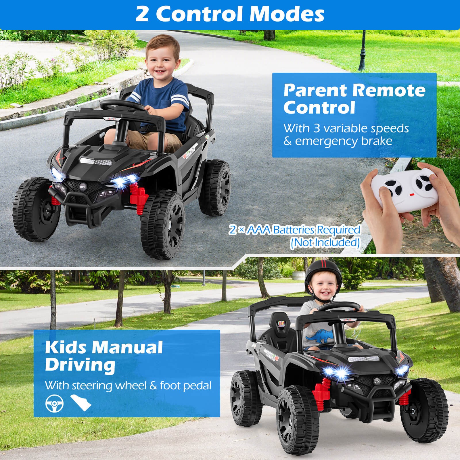 12V Kids Ride On Car Battery Powered Electric Remote Control LED Lights Music
