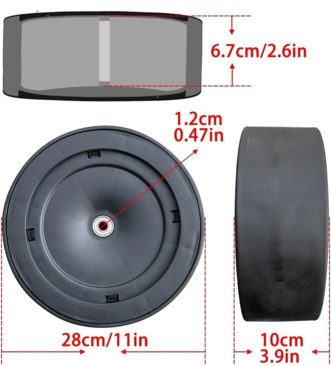 2 Pack 11”/28CM Nylon Larger Rear Tires for Power Wheels Electric 11″ tires