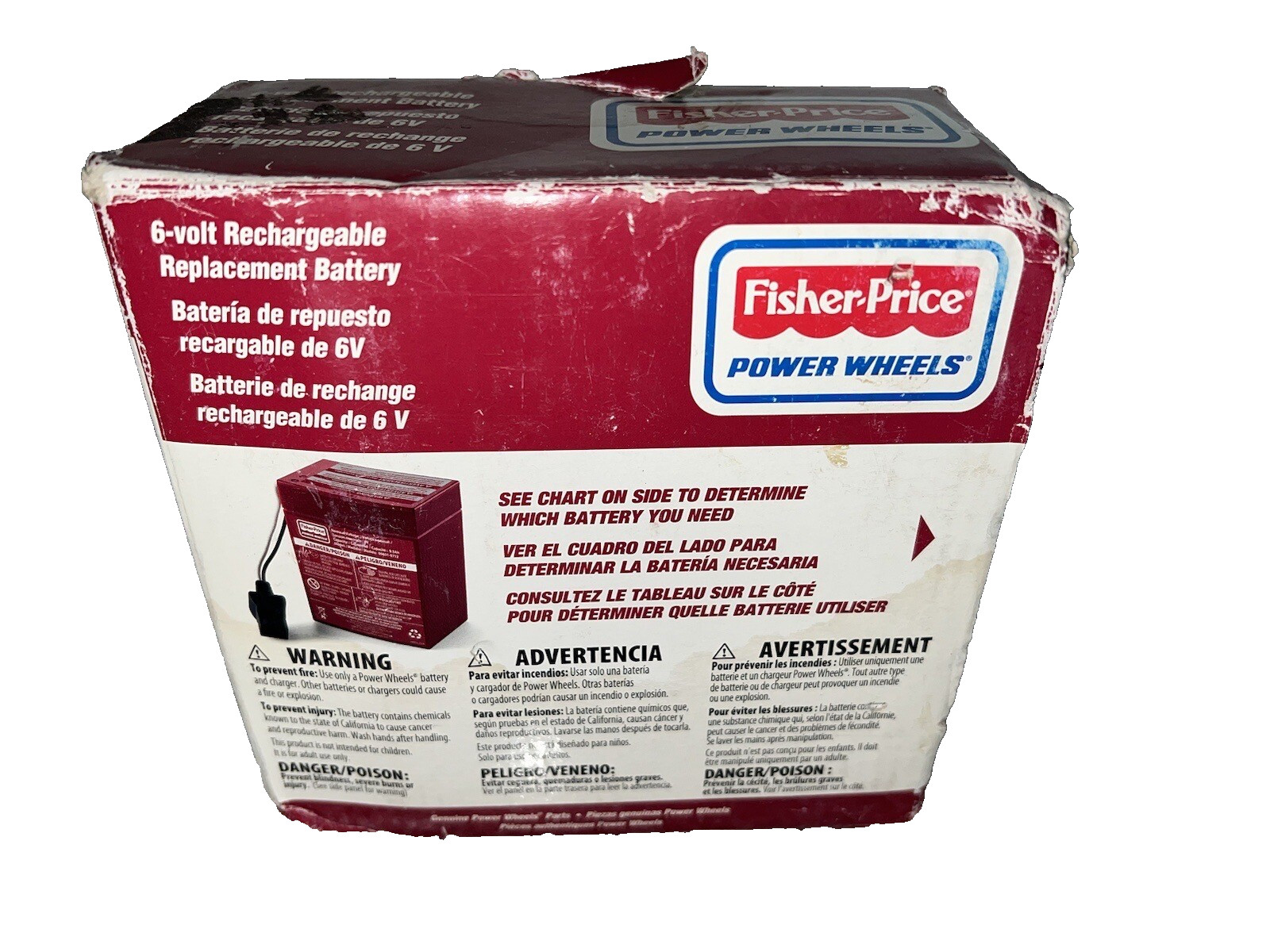 Fisher-Price Power Wheels 6-Volt Rechargeable Red Battery -NEW-