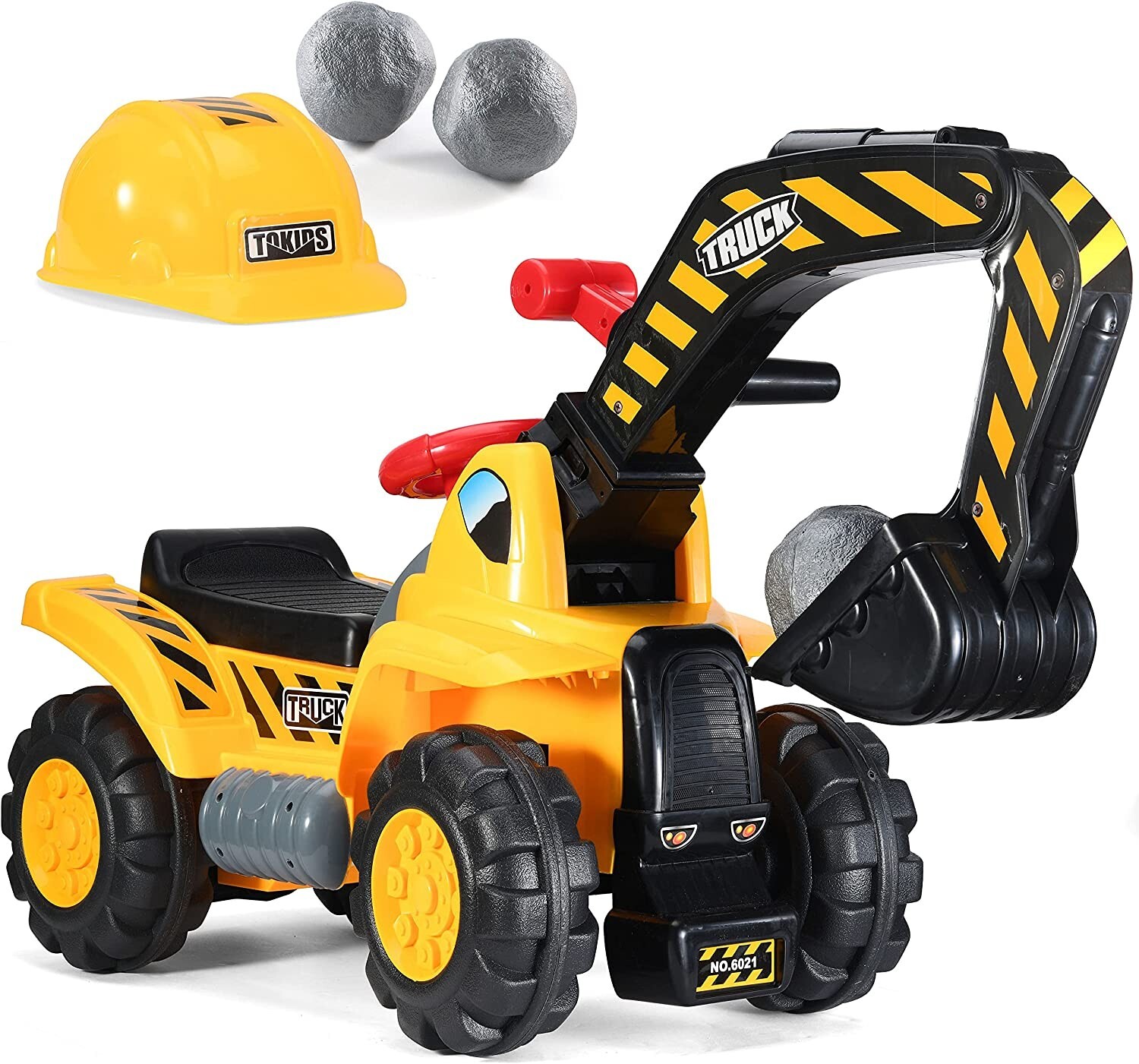Kids Ride On Toys – Toddler Ride On with Helmet And Rocks Electric Excavator Toy