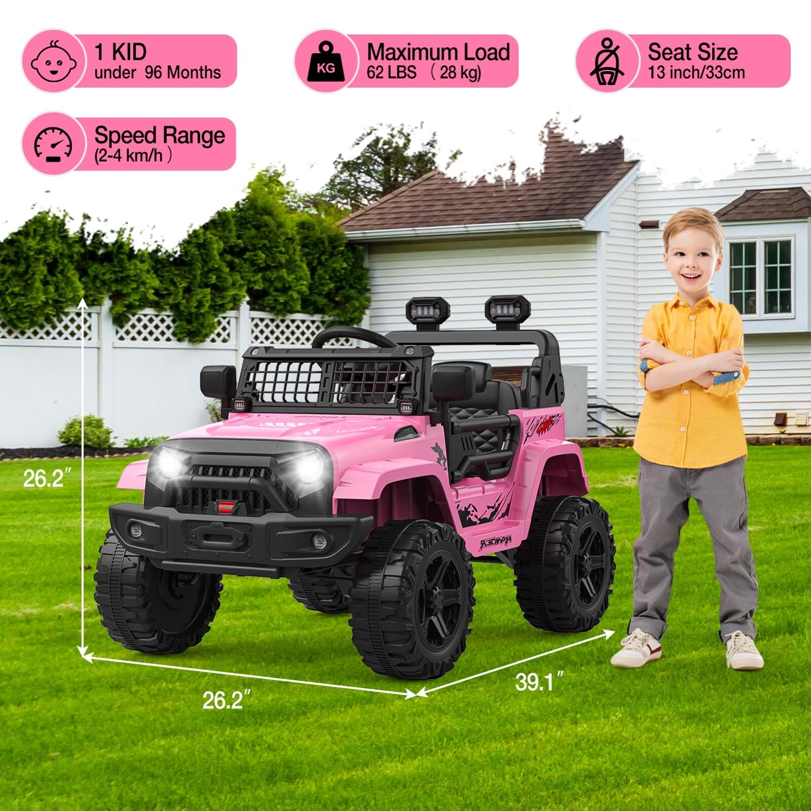 Ride-on Truck Car 12V Kids Power Wheels Vehicle with Remote Control &LED Light