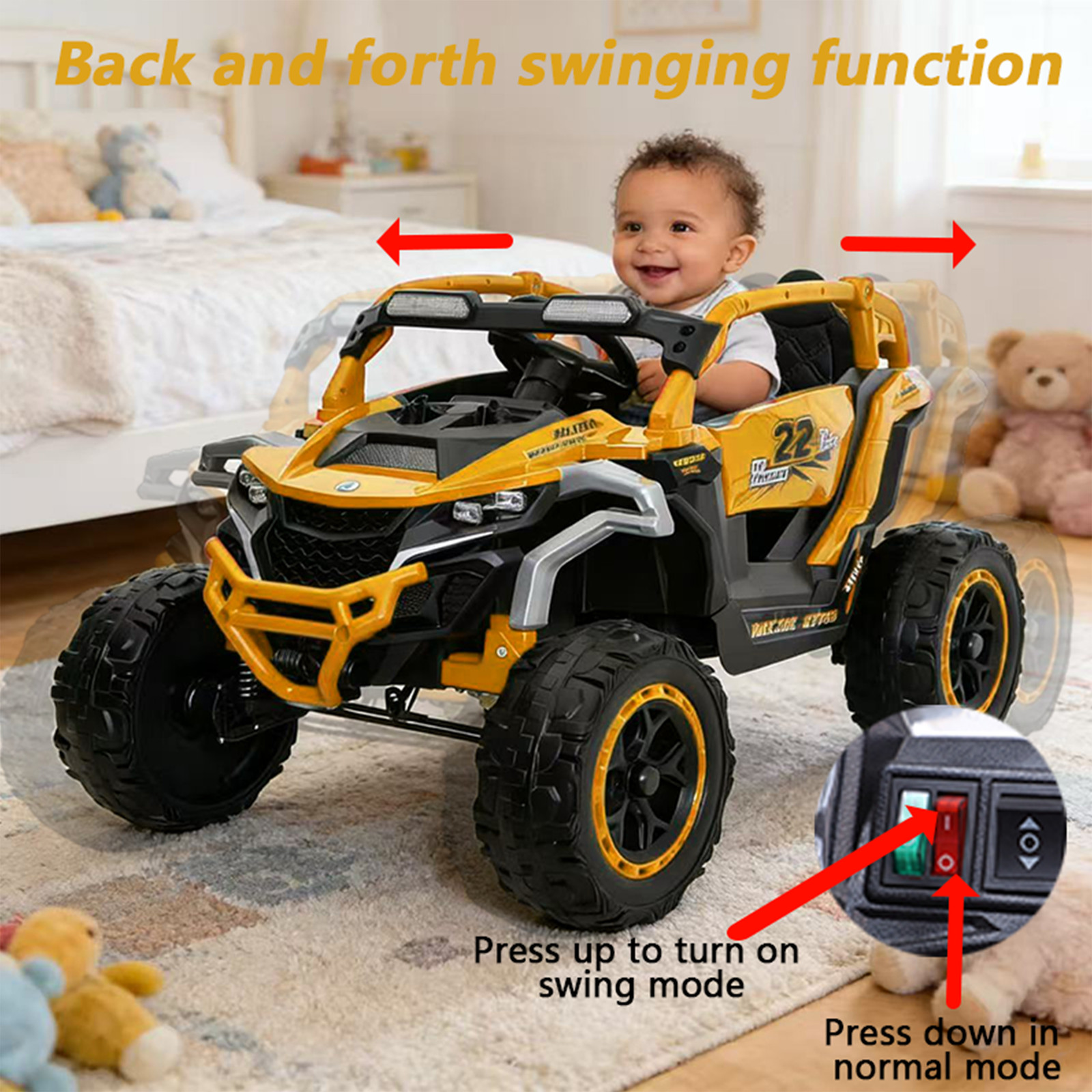 12V Ride on Models Truck Car Kids Electric 2 Seater UTV For 3-6 Years Old Yellow