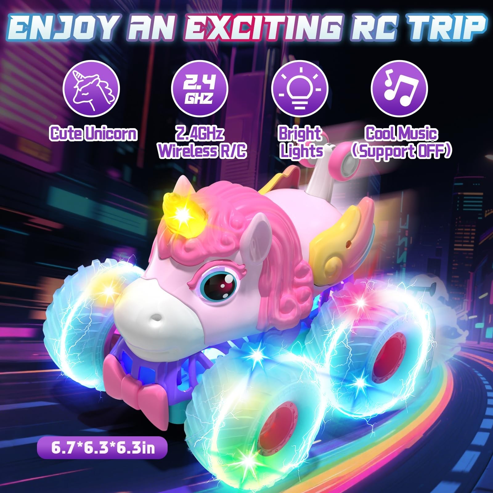 Lehoo Castle Remote Control Car for Girls 360° Rotating, Unicorn Monster Tr