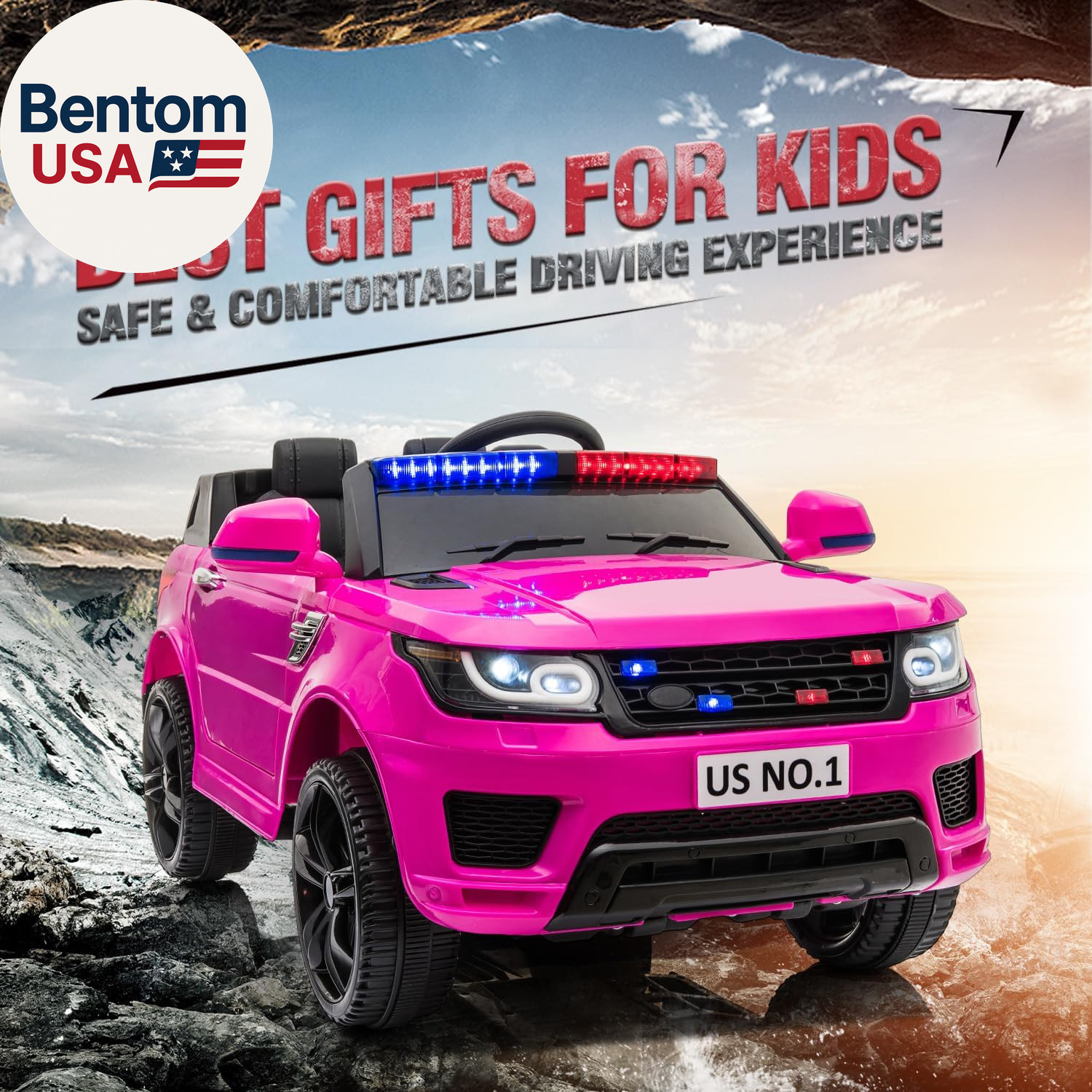 Police Cars for Kids Electric Car 12V Childrens Powered Ride Ons for Toddlers C