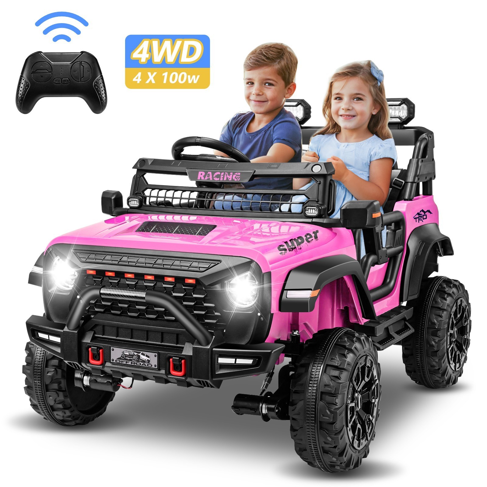 24V Ride on Car 2 Seater Powerful Wheels w/ Remote Control Bluetooth LED Lights!