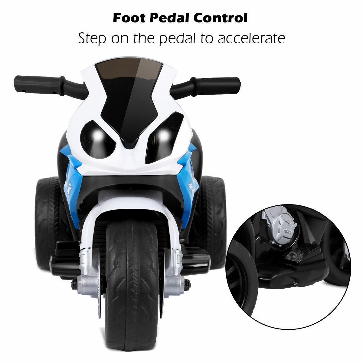 Kids Ride On Motorcycle BMW Licensed 6V Electric 3 Wheels Bicycle w/ Music Navy