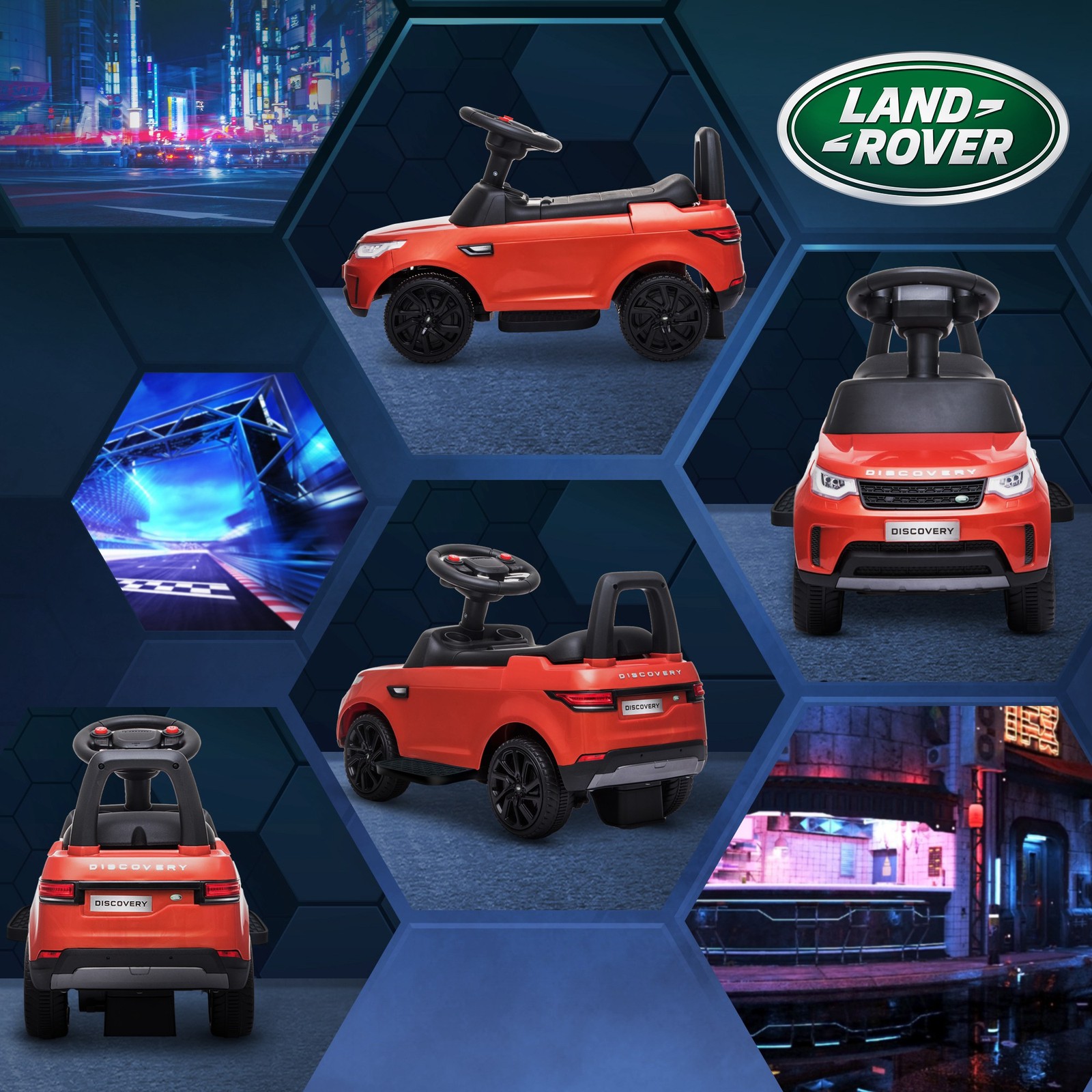 Qaba 2 in 1 Land Rover Licensed 6V Ride On Car, Sliding Car, Red