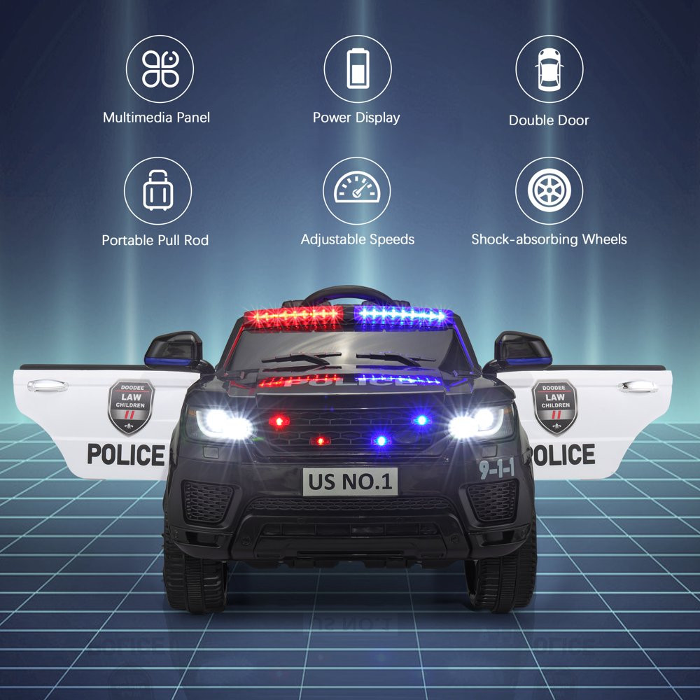 TOBBI 12V Kids Police Car Ride-On SUV with Parental Control Remote