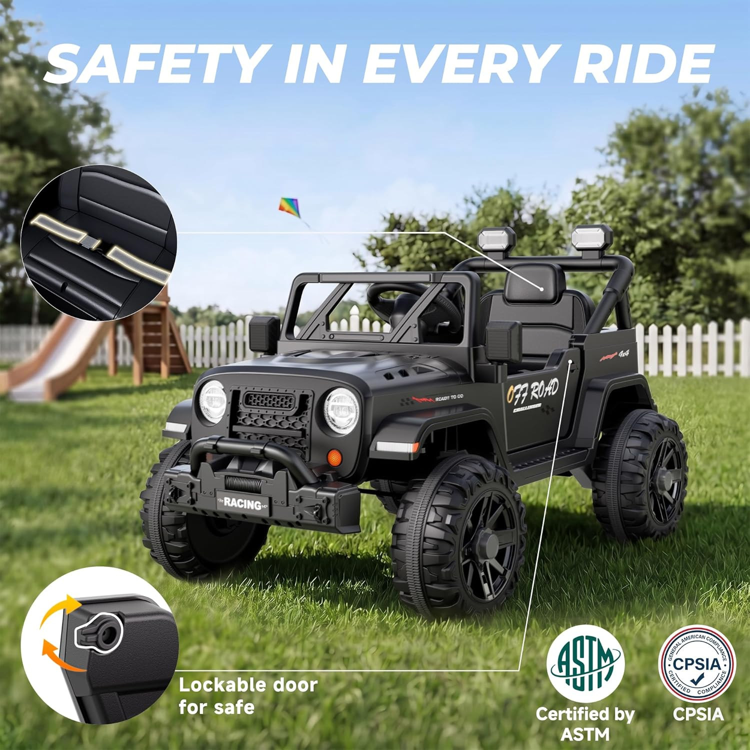 12V Ride on Truck Car with Remote Control, Kids Electric Vehicles with Bluetooth