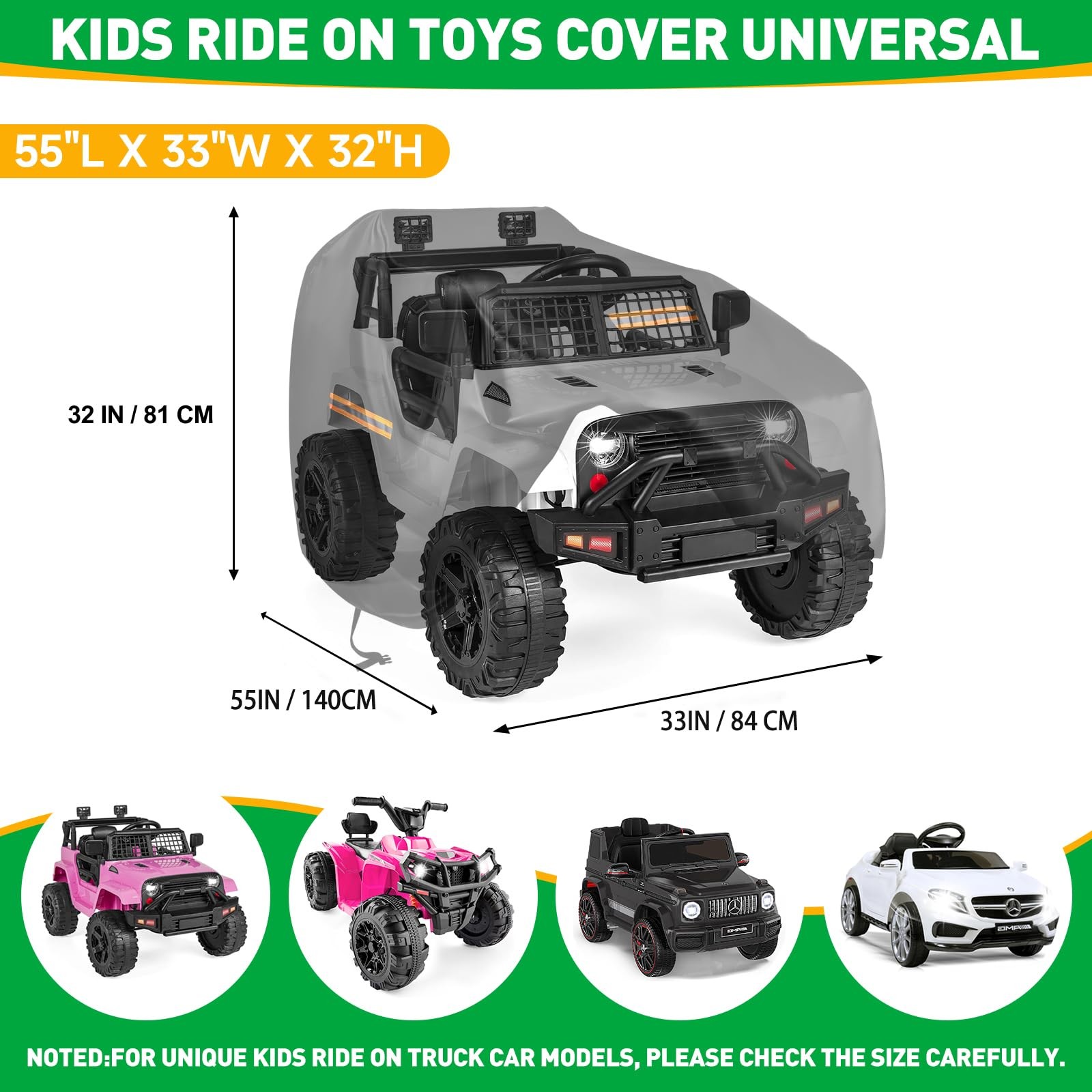 Large Toy Car Cover,Heavy Duty 420D Oxford Fabric Kids Ride-On Power Wheels C…