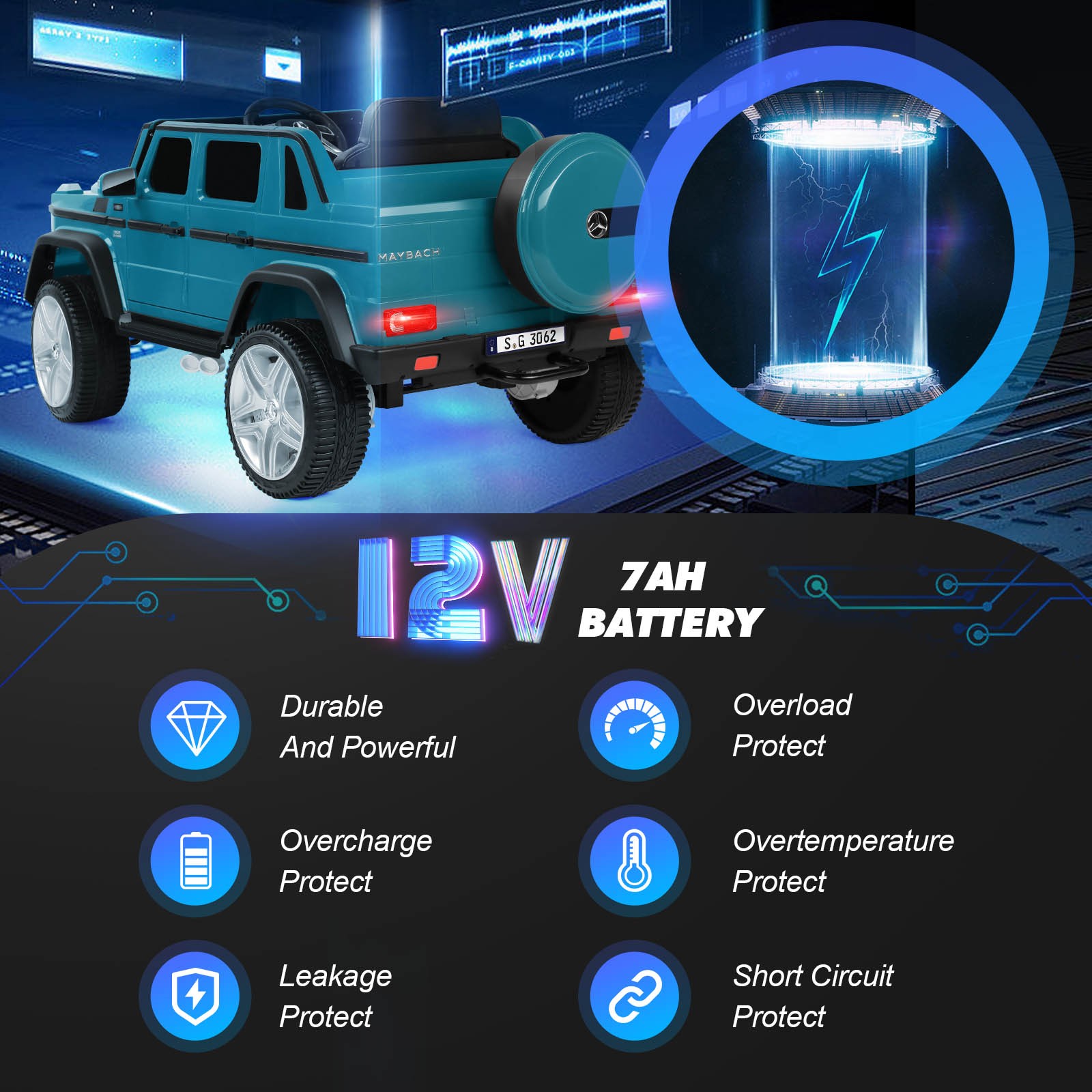 Blue 12V Battery Kids Ride On Car Electric Truck Toy Gift w/MP3+USB+Light+Remote