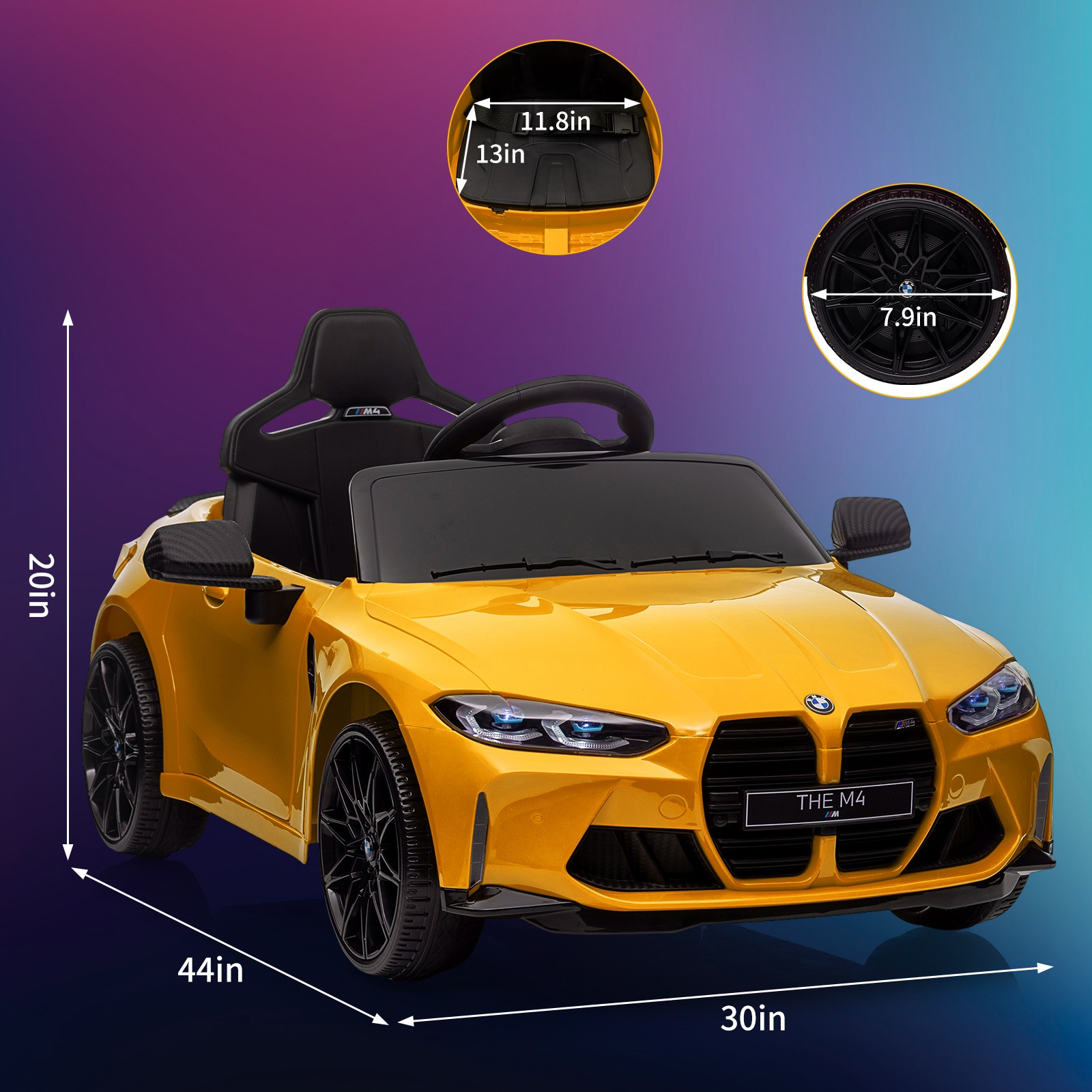 Licensed BMW M4 Electric Ride-On Car 12V for Kids w/ Twin Motors 2 Control Modes