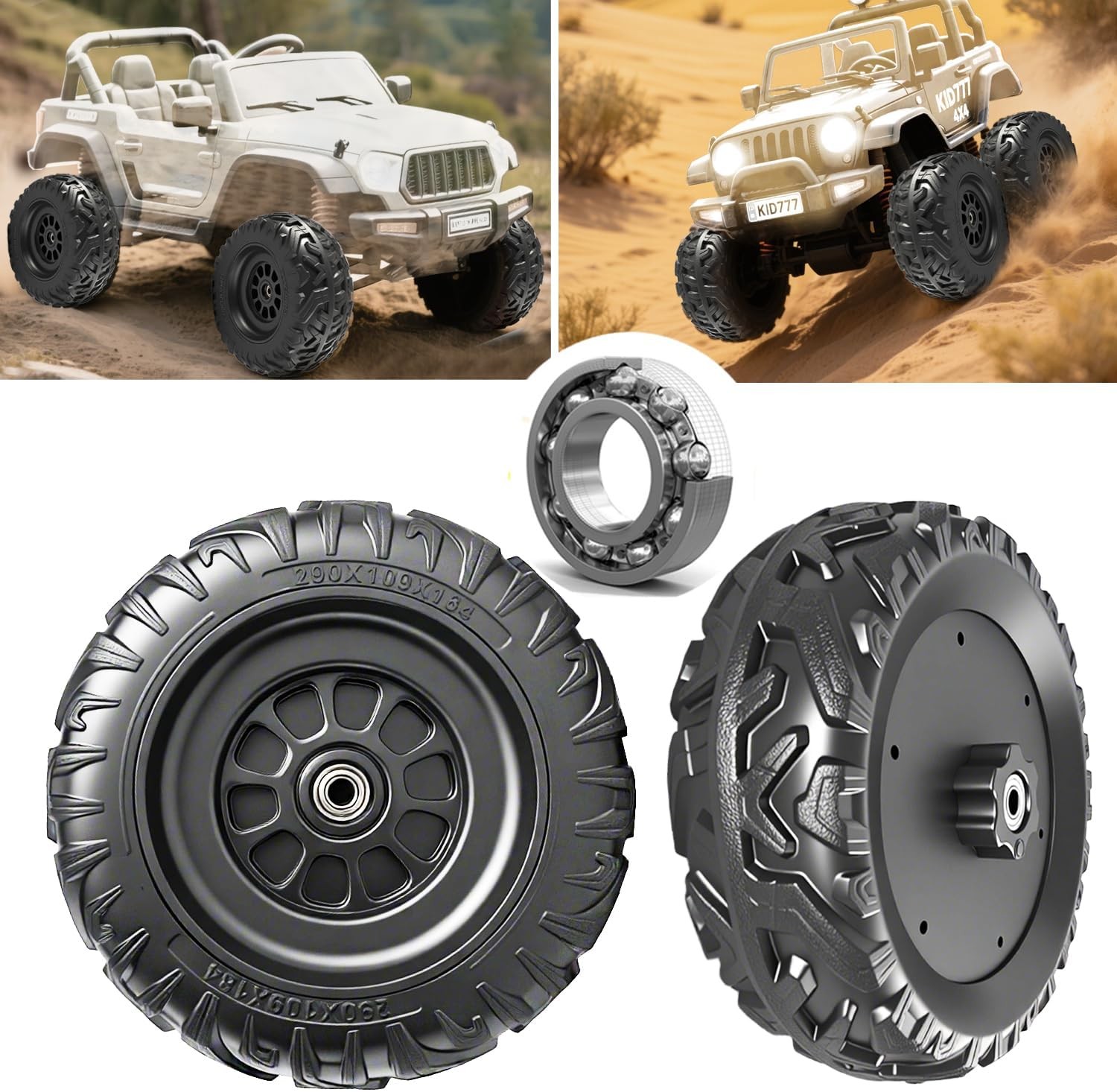 2Pack 33CM/13” EVA Solid Compound Tire Power Wheels Ride on Car ﻿Alligator