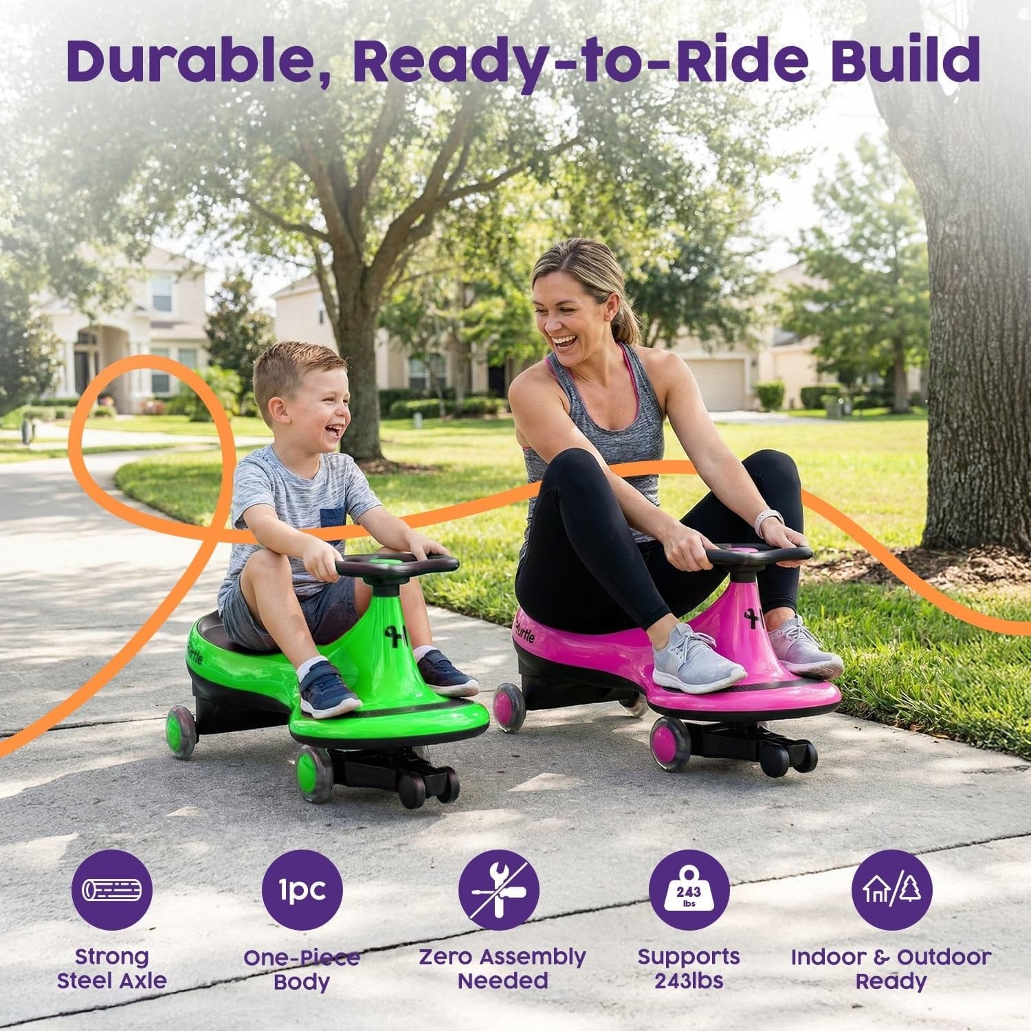 Swing Ride On Car Wiggle Car Toy Kids No Pedals Batteries/Gears Safe Toddler