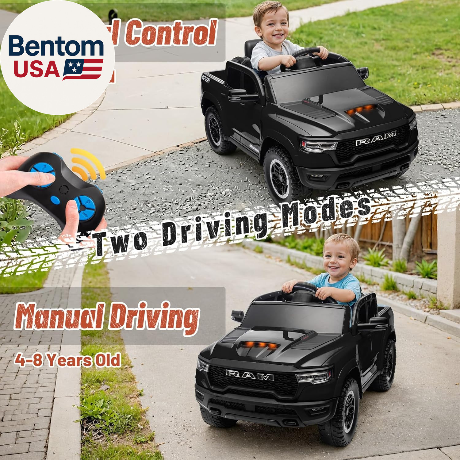 Licensed Ram 1500 Ride on Toys for Kids 4-8, Ride-On Electric Car for Kids with