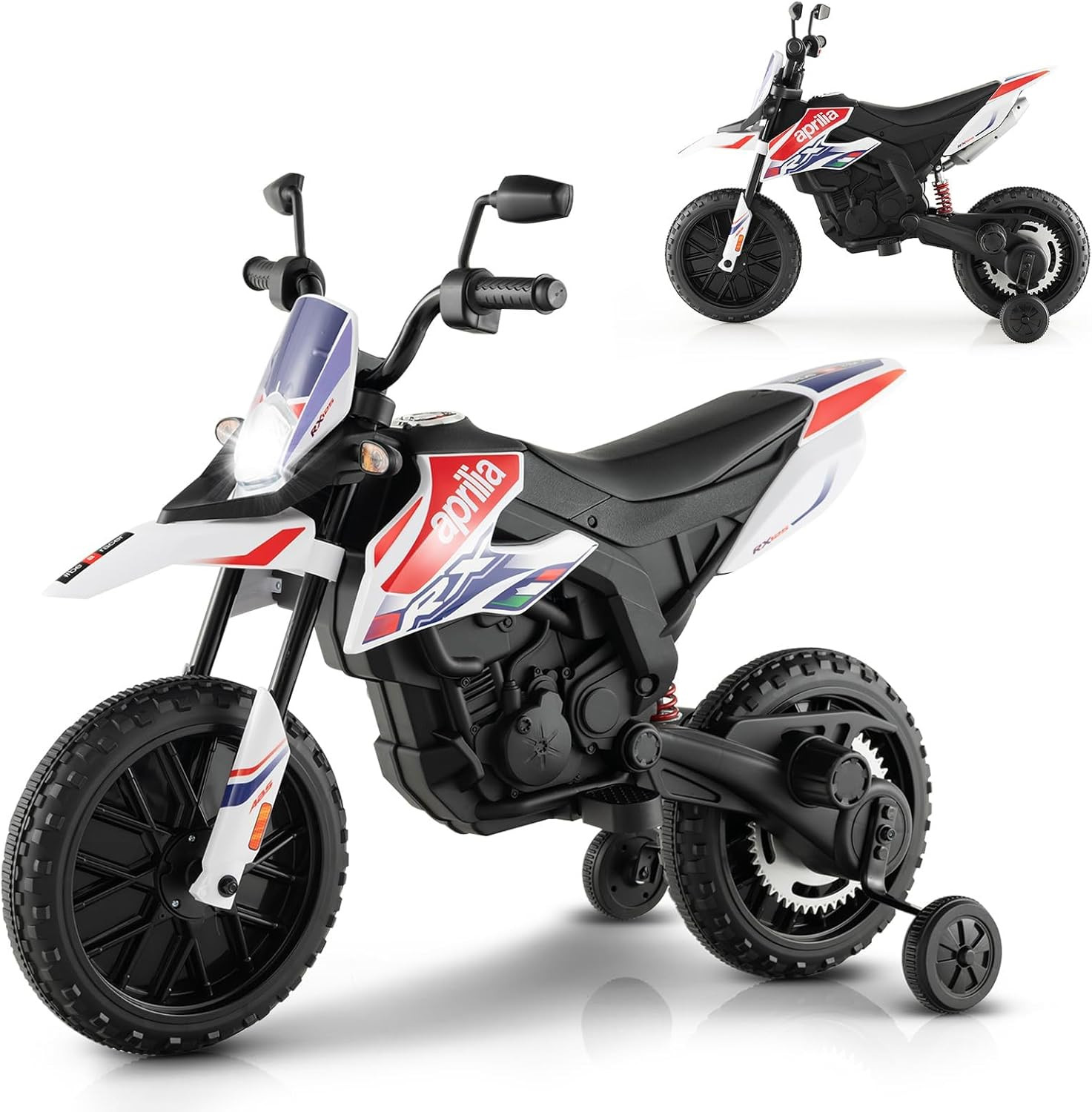 Kids Motorcycle 12V, Licensed Aprilia RX125 Ride-On Motorbike for Toddlers with