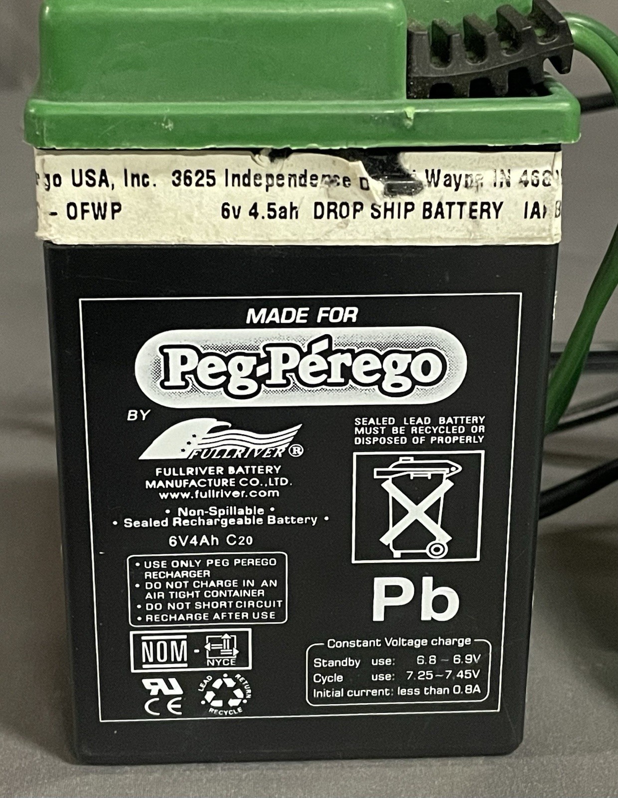 Peg Perego 6V 4.5Ah Sealed Rechargeable Battery Thomas Train Ride-On