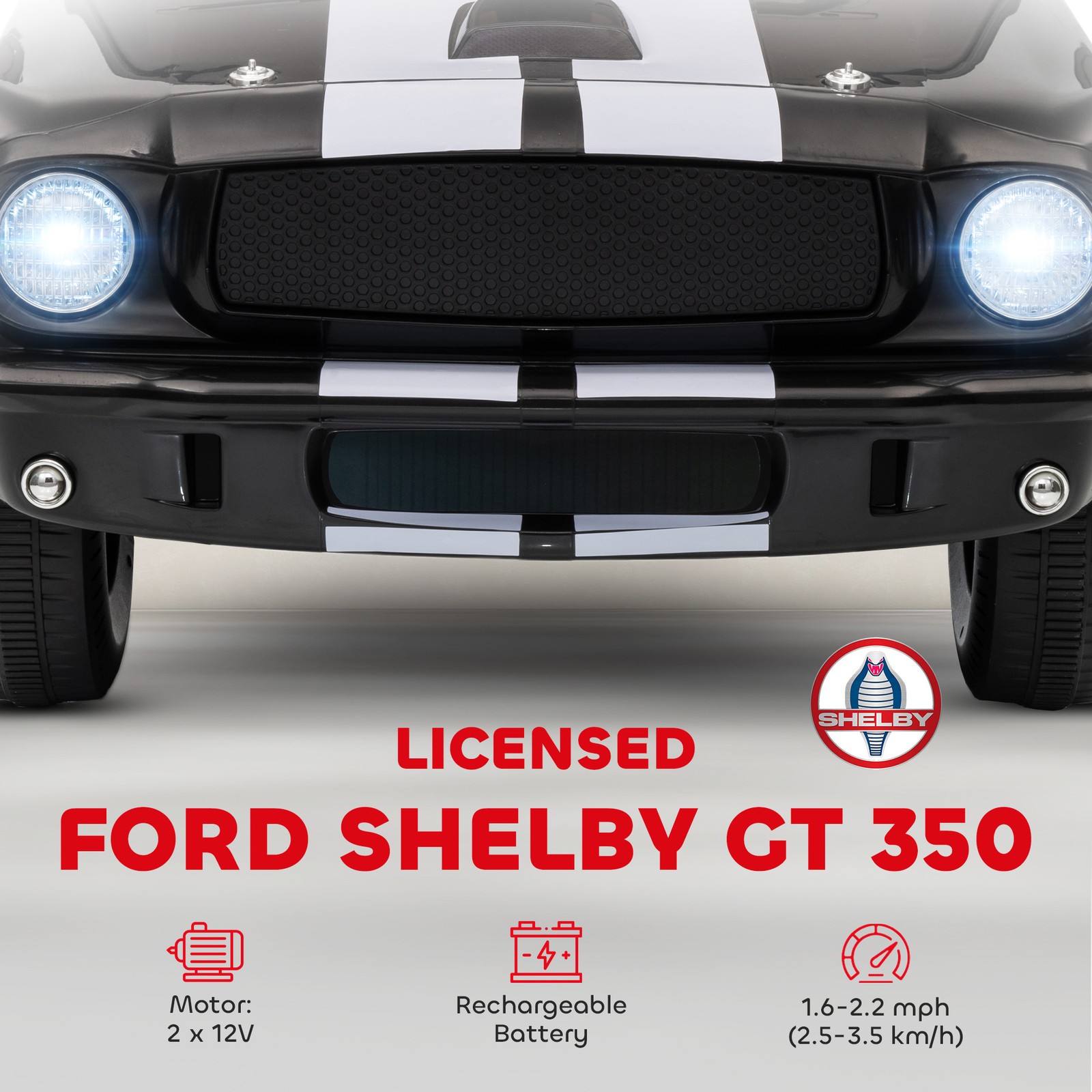Licensed Ford Shelby GT 350 12V Kids Electric Ride On Car Remote Control LED