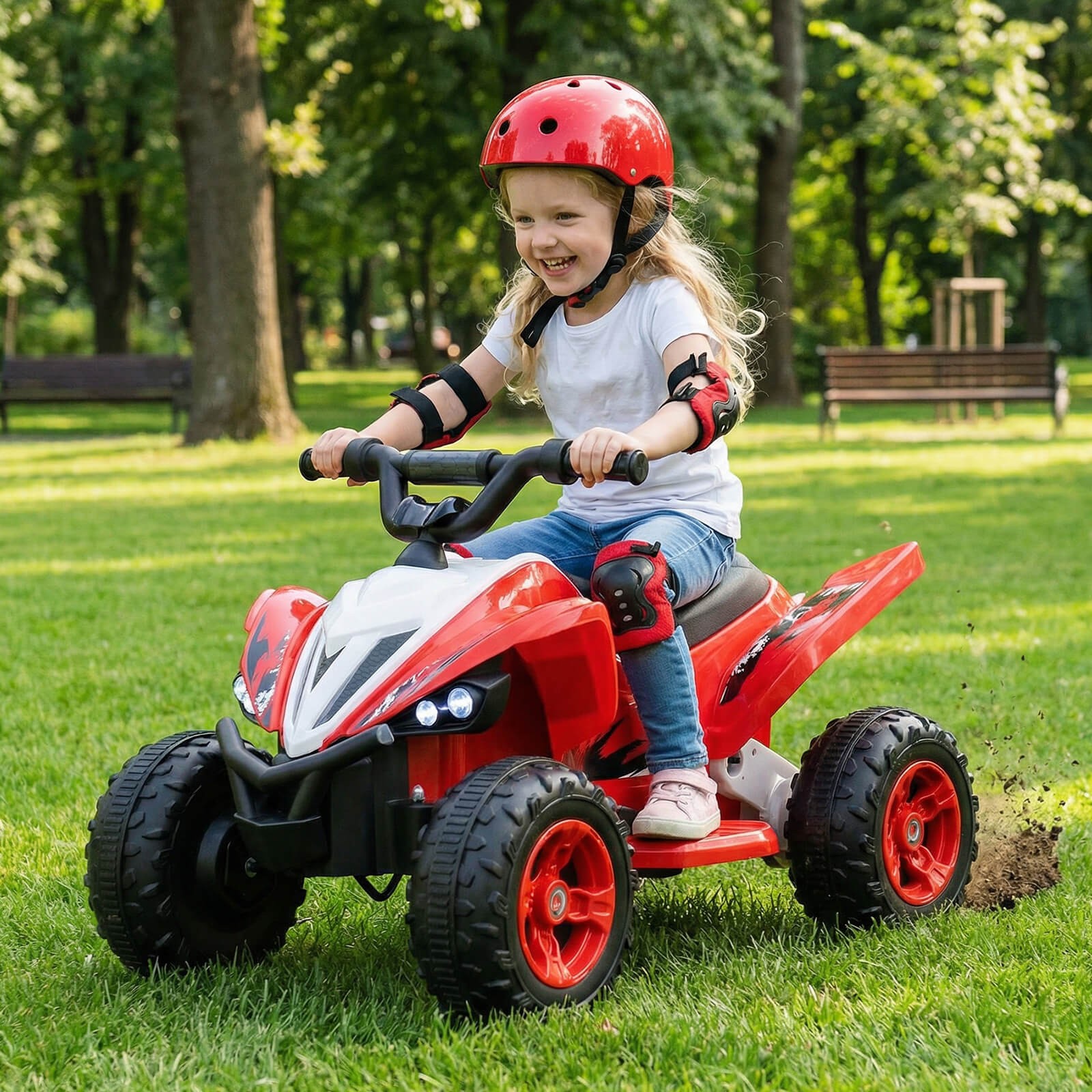 12V Quad 4 Wheeler Ride on Toy w/ Music, Light, USB Port, Wireless Connection