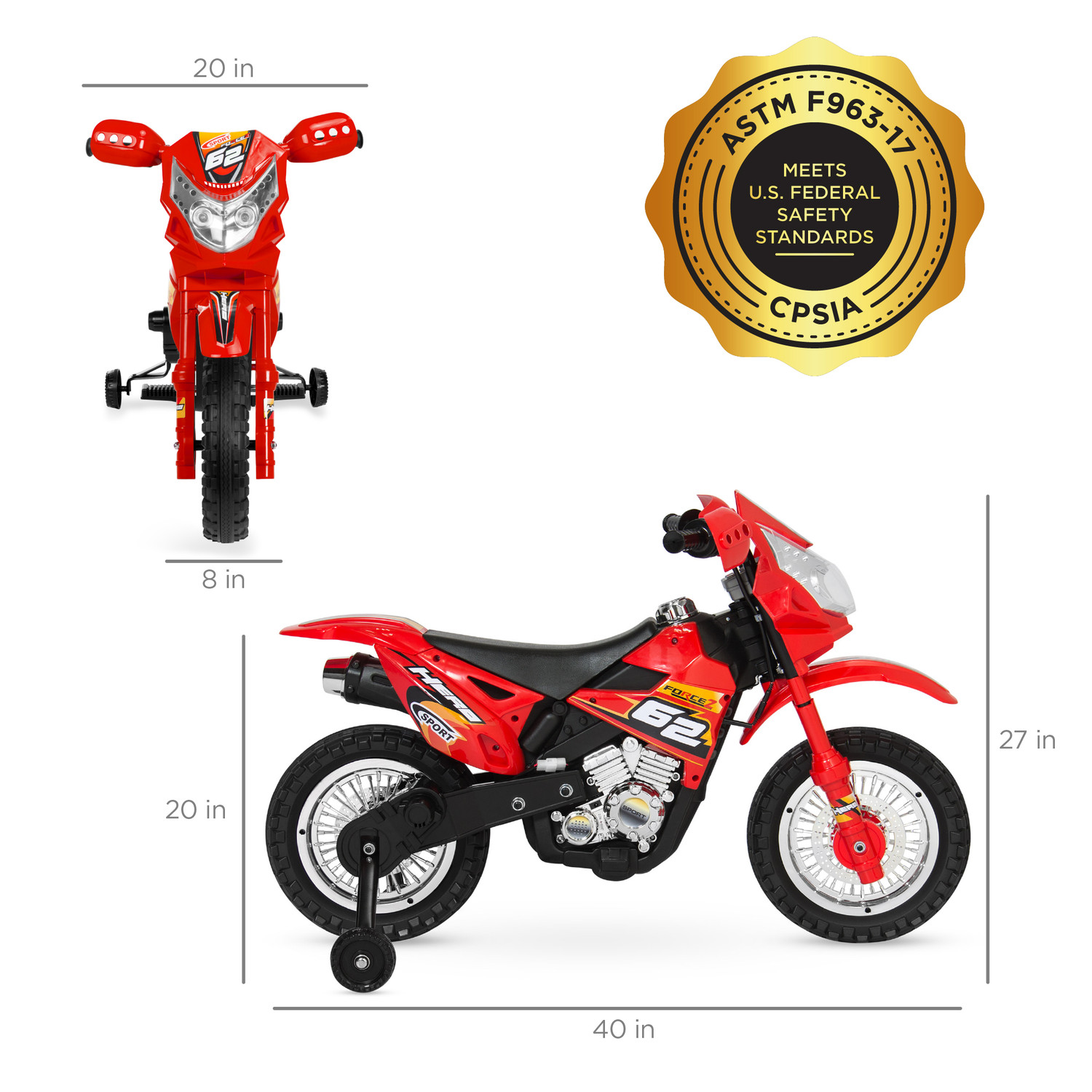 6V Kids Electric Battery Powered Ride on Motorcycle W/ Training Wheels