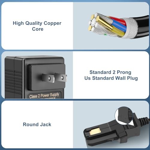 12V Battery Charger with 6.6Ft Cable for All Power Wheels 12 Volt Ride Black