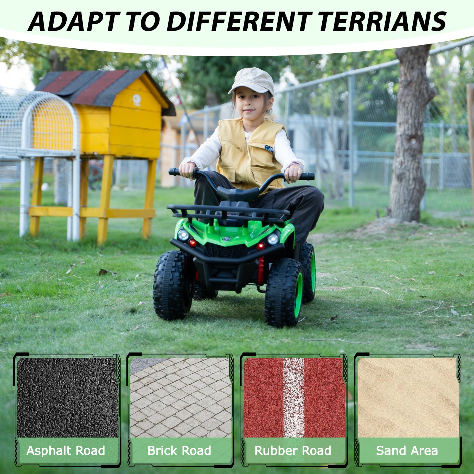 24V Kids Ride on ATV 4 Wheeler Quad Battery Powered Electric Vehicle w/MP3&USB