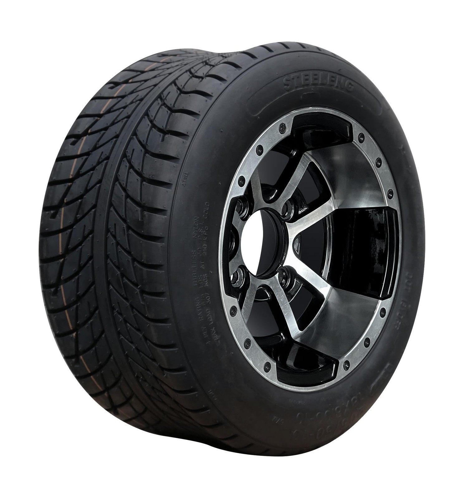 10″ STORM TROOPER Machined/Black Wheels and 205/50-10″ DOT Golf Cart Tires – …