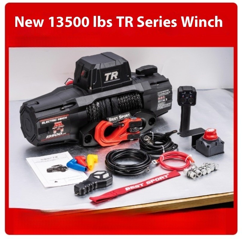 12V Portable Vehicle Self-Rescue Electric Silent Integrated Winch 13,500 Lbs